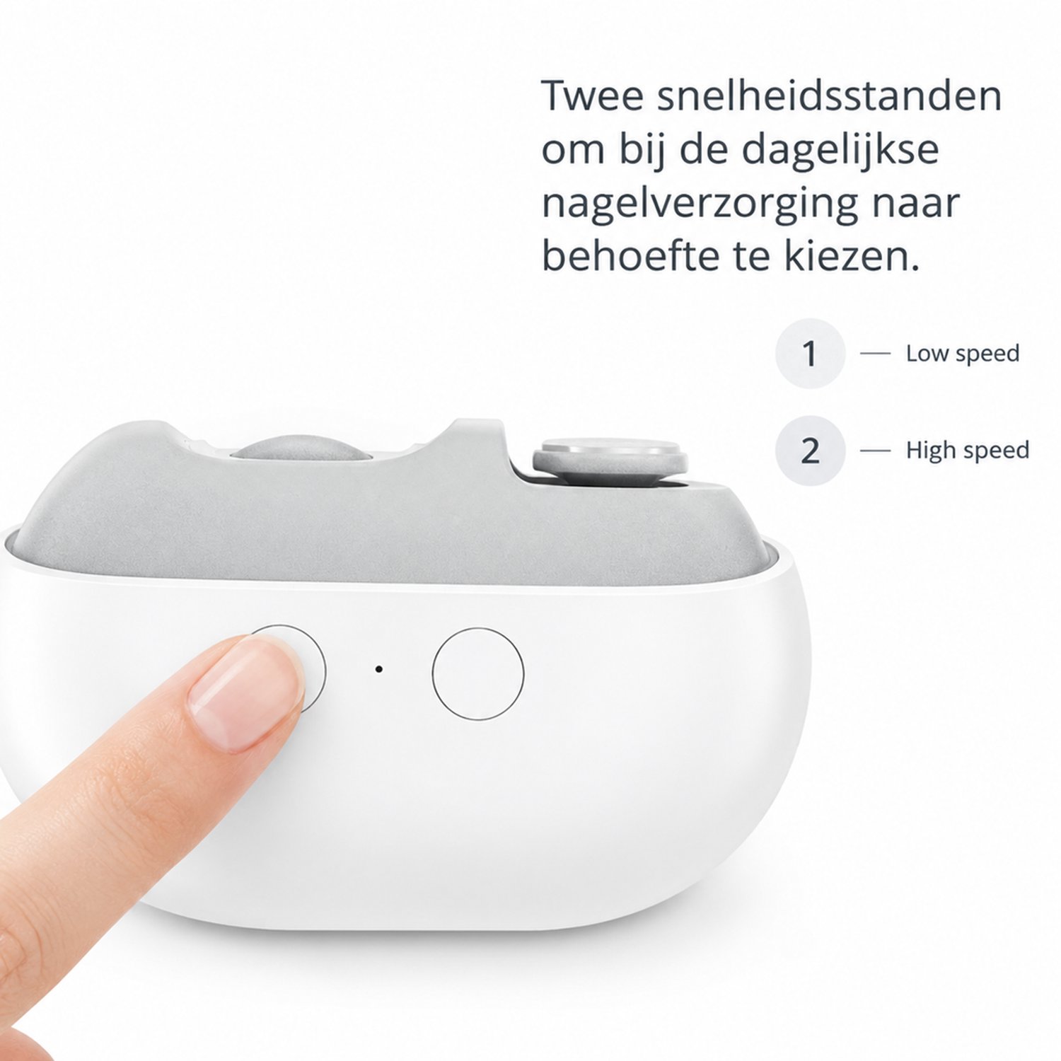 elektrische nagelknipper - Klassiek wit - 2 snelheidsstanden en USB-oplaadbaar - Voor thuis - Met datakabel en handleiding