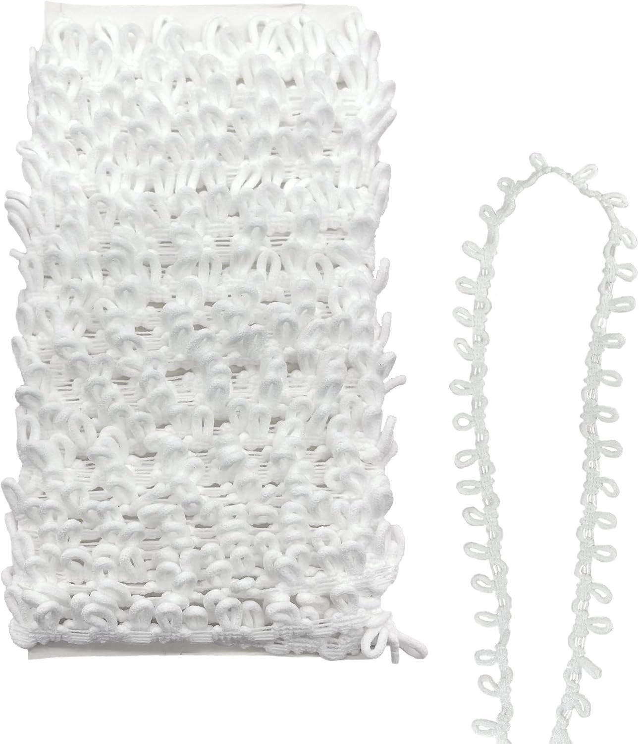 Elastische Koord met Knopsgat voor Bruiloft, Stretch Buttonhole Band voor Kledingdecoratie en Kostuum Naaien, Wit Braid Trim en Stofbedekking