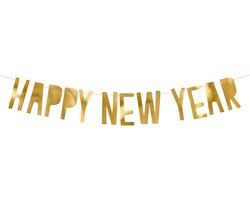 PartyDeco - Banner Happy New Year gold