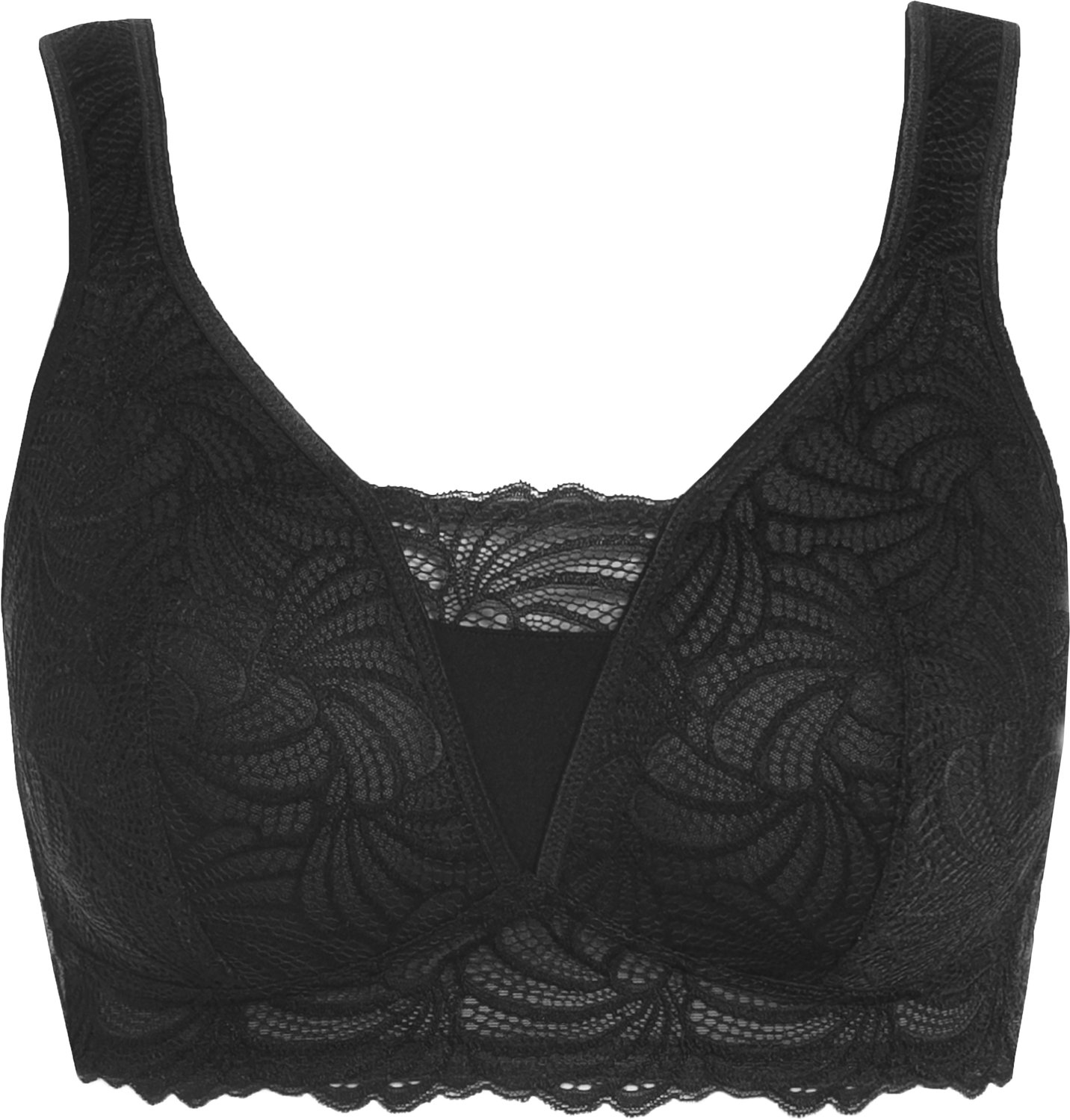Ulla Popken Dames - Bralette kant zonder beugel - Zwart