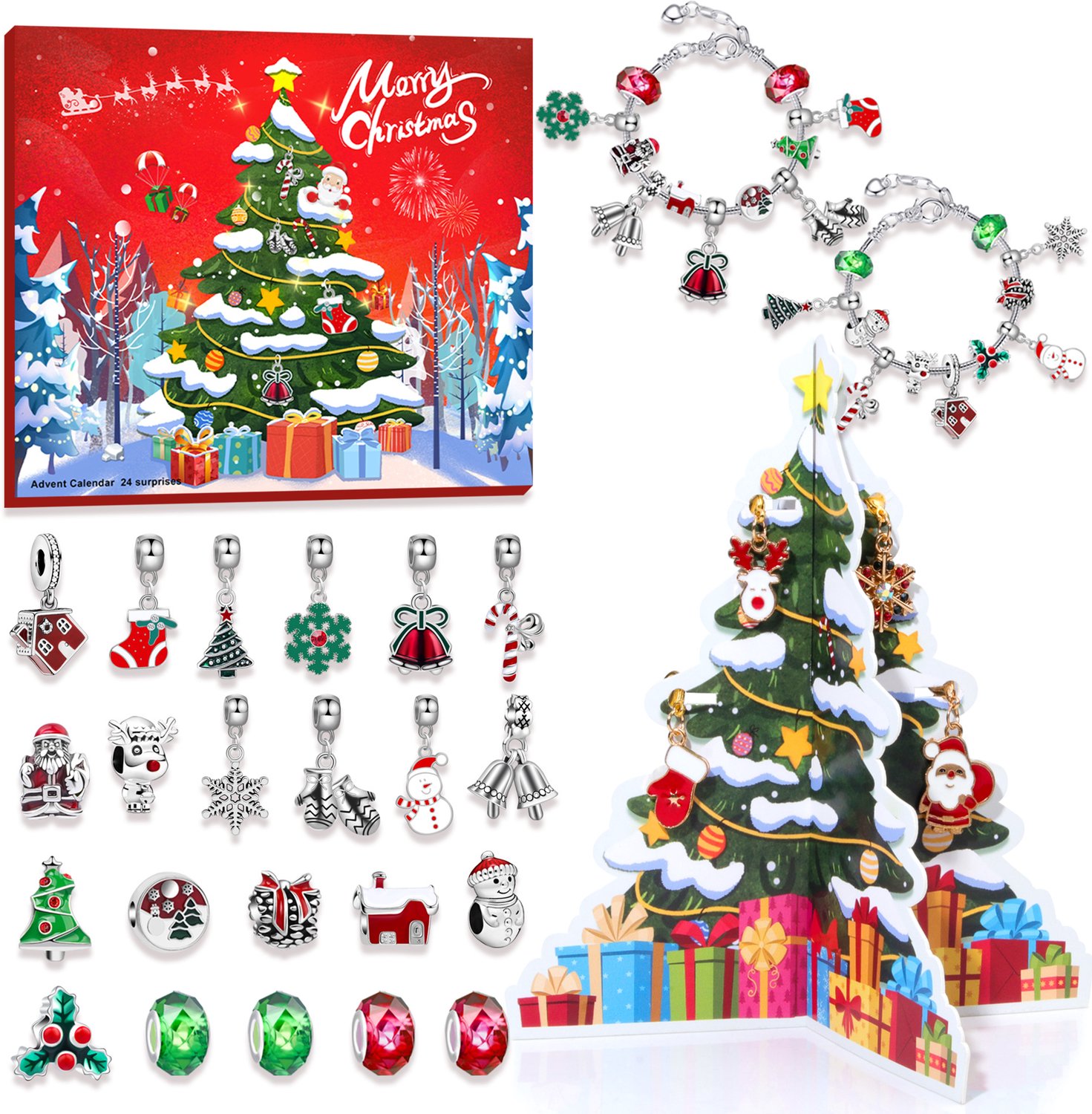 Adventskalender 2026 meisjes - kerstkalender met sieraden - Blind Boxes - Versieren - Kerst Countdown - Knutselideeën voor meisjes - Armbanden en kettingen - Adventskalender met 24 vullingen - Meisjes Kerstcadeau - kerstcadeau voor meisjes