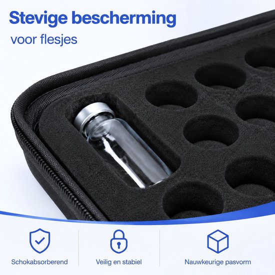 VHV - Peptide case - Insuline Flesjes Opbergtas - Hardcase Reisetui voor 15 Flacons - Schokbestendige Medische Koeltas Organizer met Schuimrubberen Vakken van Vhv — afbeelding 4