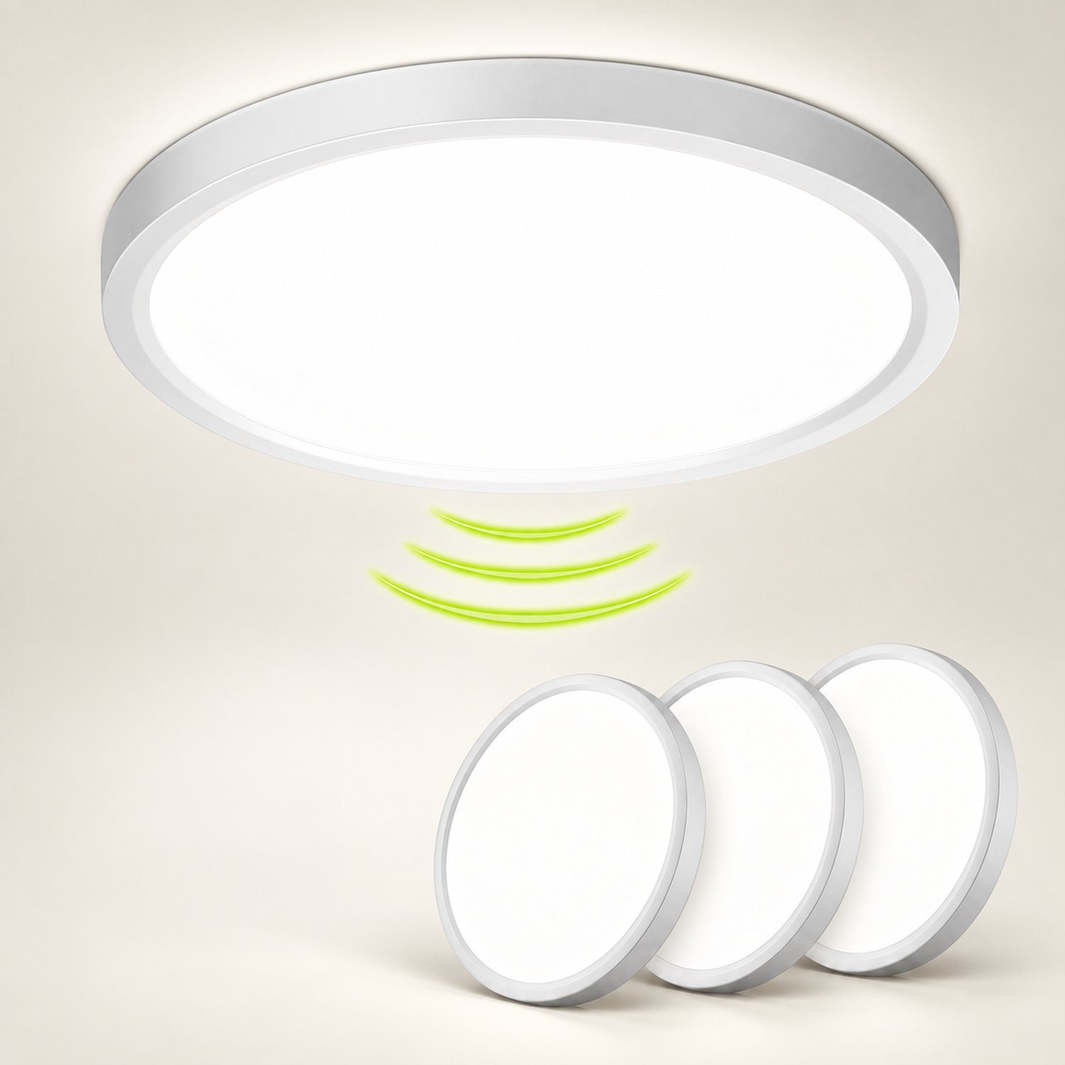 LOVHAUS 3 Stuks LED Plafondlampen met Bewegingssensor - 23 cm - 18W - 4000K - Radarsensor