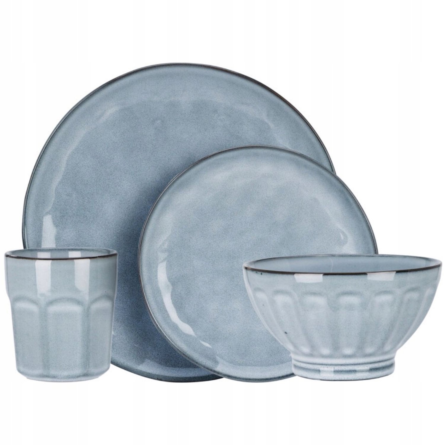 Servies Set 16-delig Steengoed Blauw voor 4 Personen