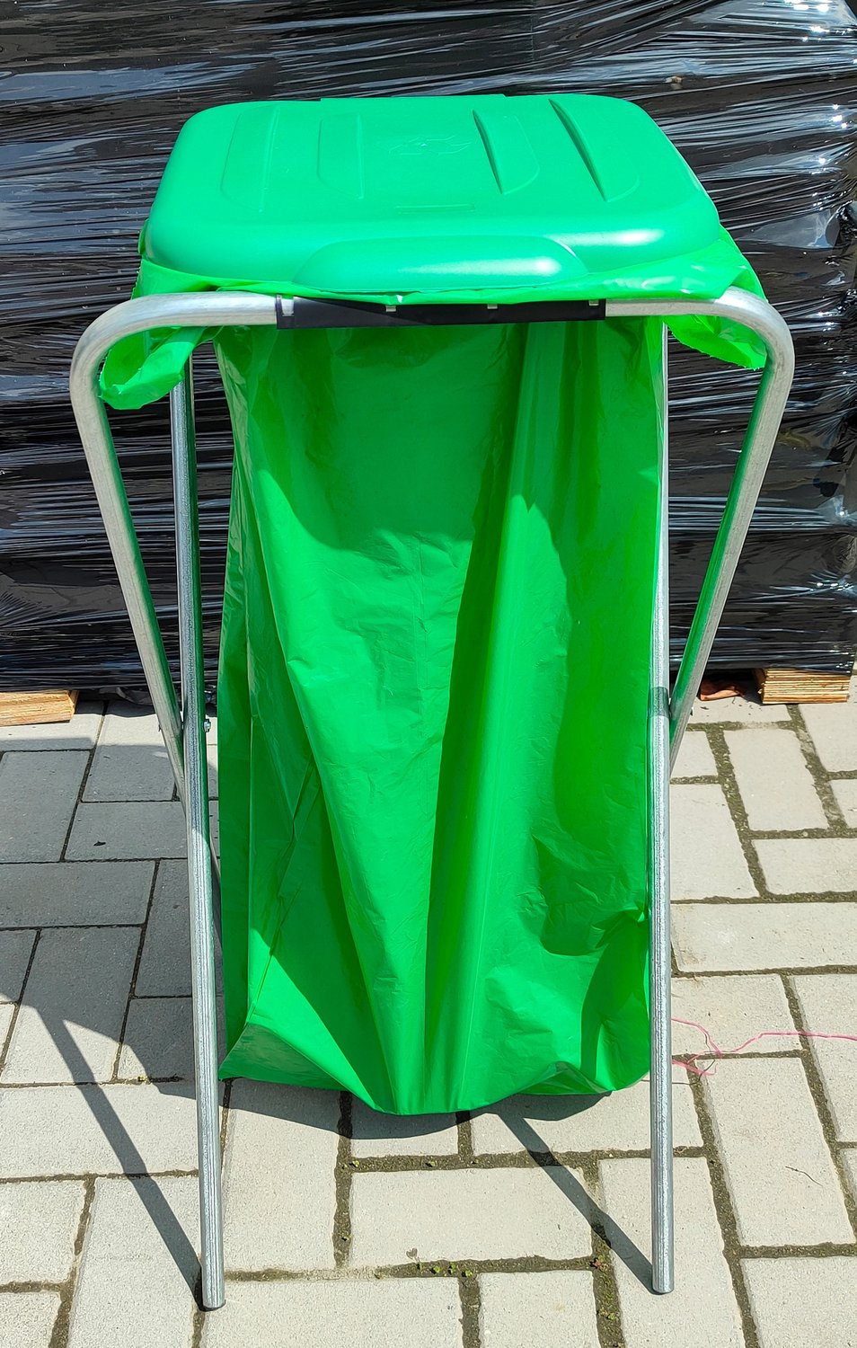 Afvalscheidingsrek voor 1 zak - Groen deksel voor Glas