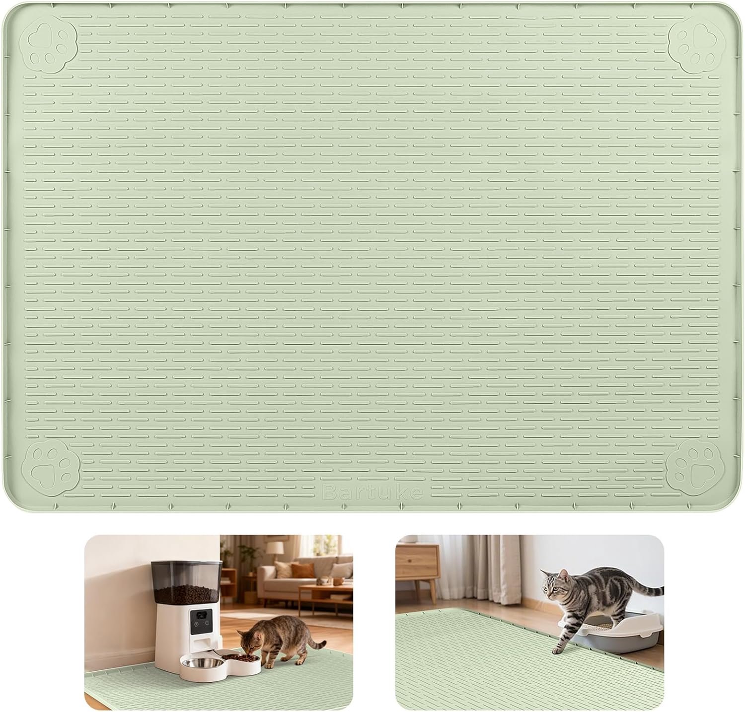 Famanu - Katzennapfonderlegger - voorkomt gemorste voeding - antislip en eenvoudig schoon te maken - 101,6 x 71 cm