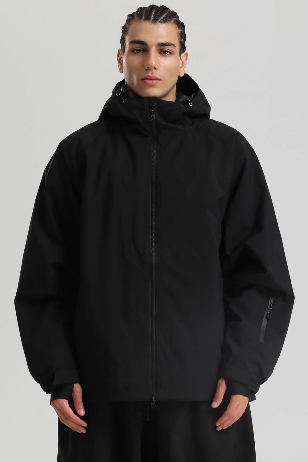 GSOU SNOW Unisex oversized ski- en snowboardjas 15K waterdicht Zwart