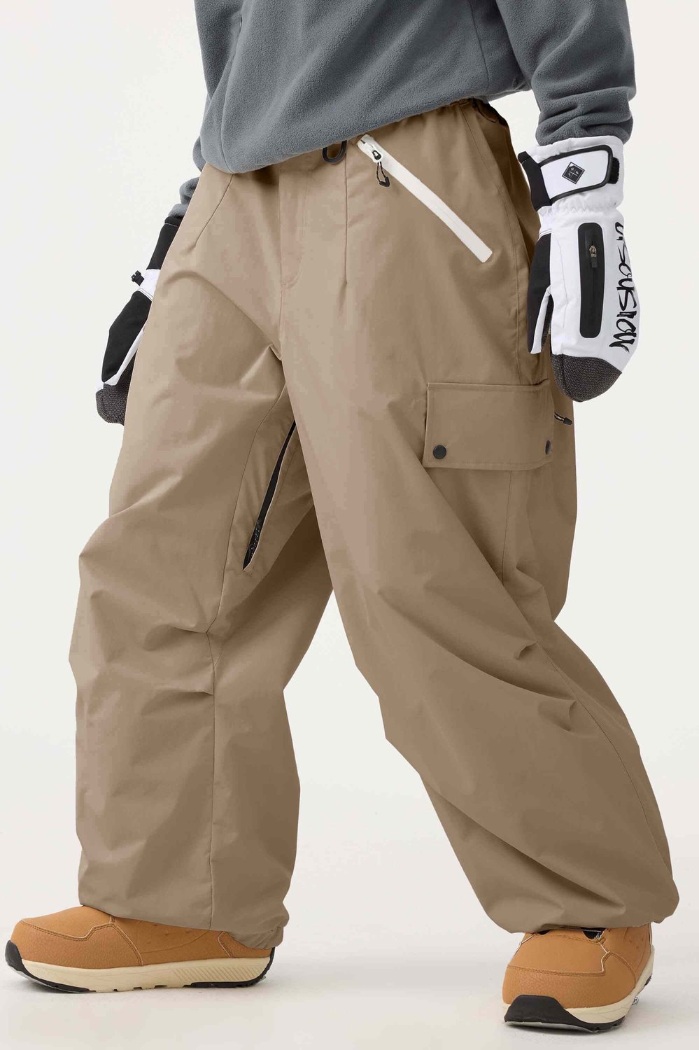 GSOU SNOW Unisex baggy ski- en snowboardbroek 20K waterdicht Creme