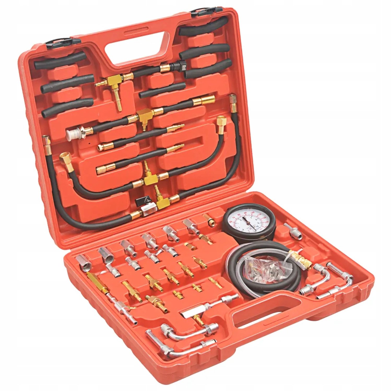 Professionele Brandstofdruk Meetset, Rode Koffer, 70 Delen