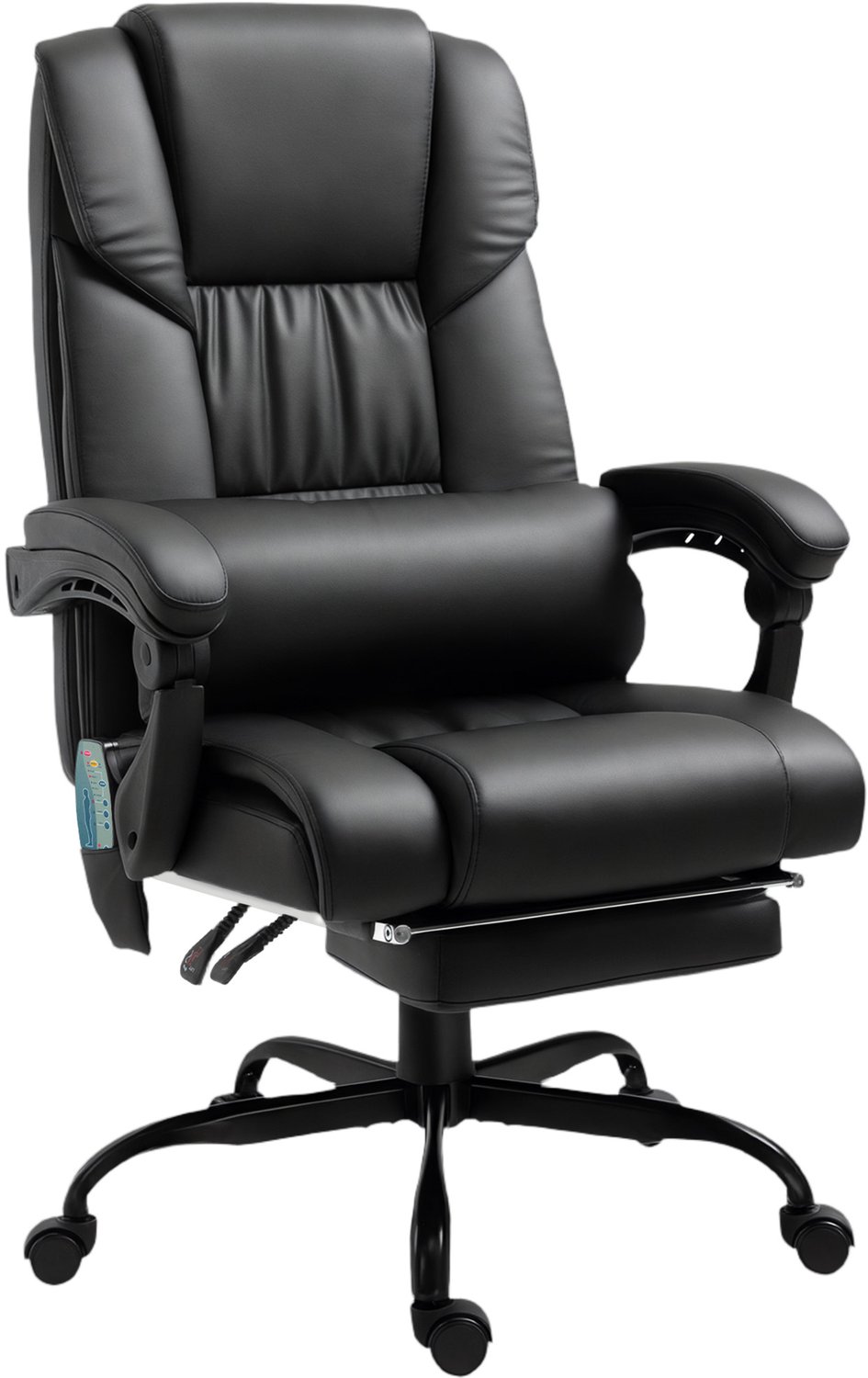 Vinona Ergonomische bureaustoel - Met massagefunctie, voetensteun en lendenkussen - In hoogte verstelbaar - 66 x 75 x 112-122 cm - Zwart