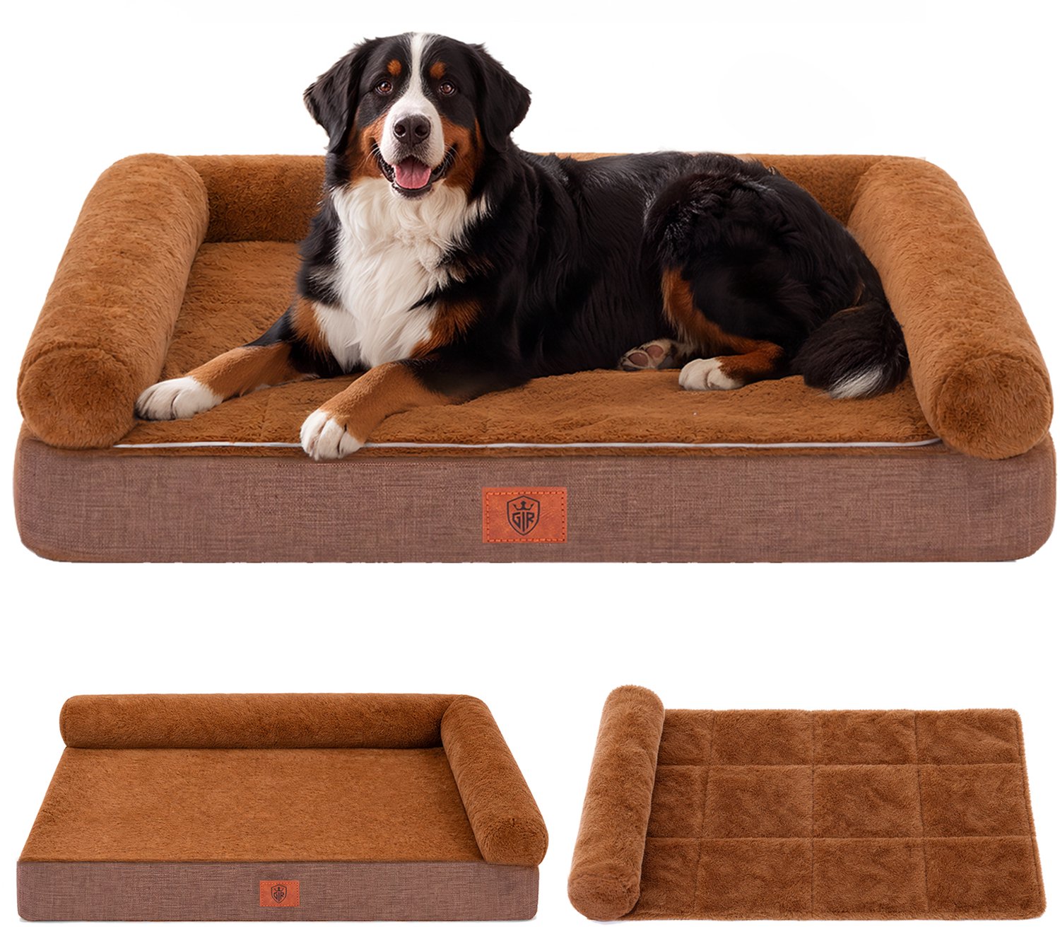GTPLAYER - Hondenbed 110x79x16 cm - Eierschaal Schuim Waterdicht Wasbaar - Bruin