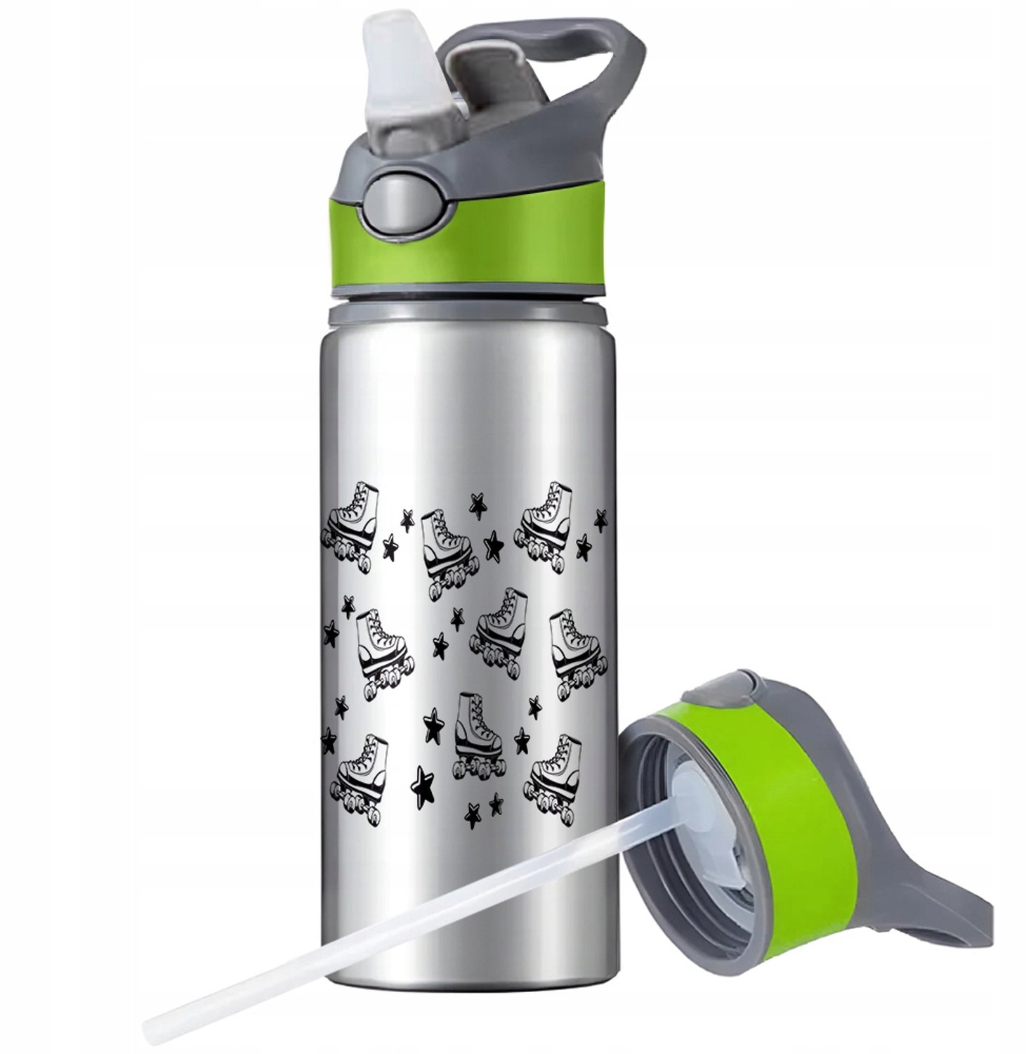 Aluminium Sport Bidon 650ml met Rietje en Handvat - Merkloos
