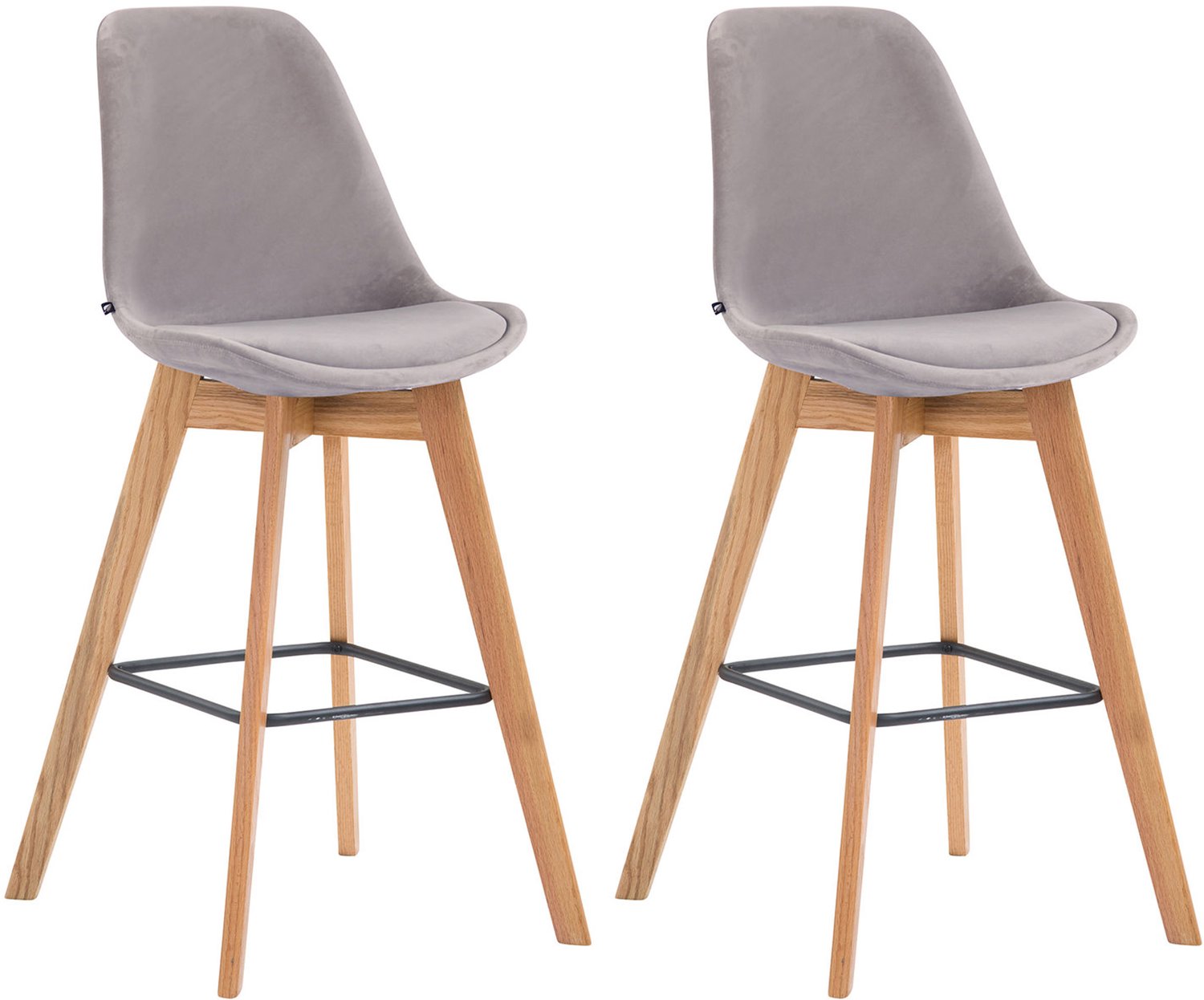 Luxe Comfort Torino 0220 barkrukken (set van 2) - fluweel - grijs grijs natura