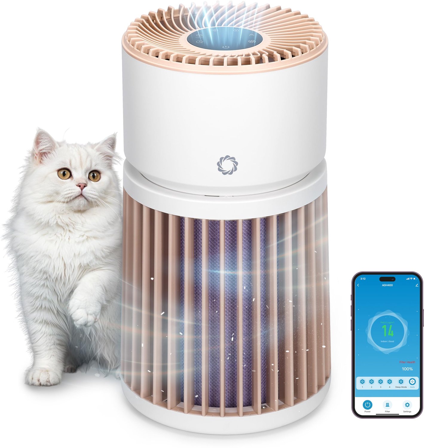 Luchtreiniger Voor Huisdieren - H13 HEPA-filter - 325 m² Grootte - Wit - Voor Grote Ruimtes