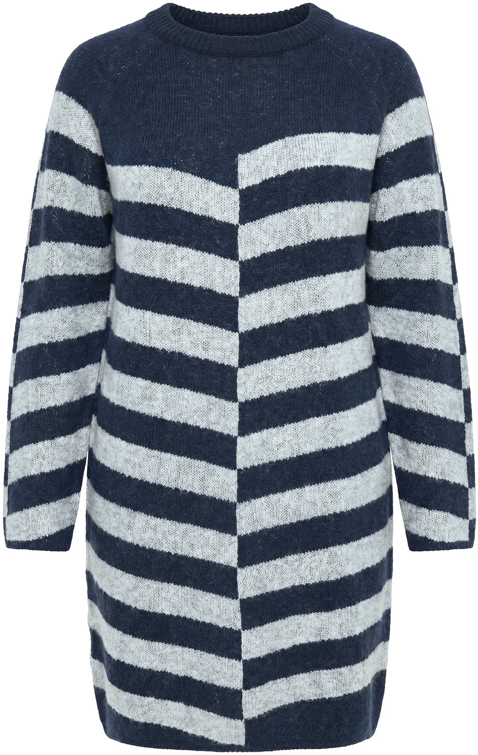 Ulla Popken - Dames - Gebreide jurk jacquard-breisel opstaande kraag - Marine - Maat 58+