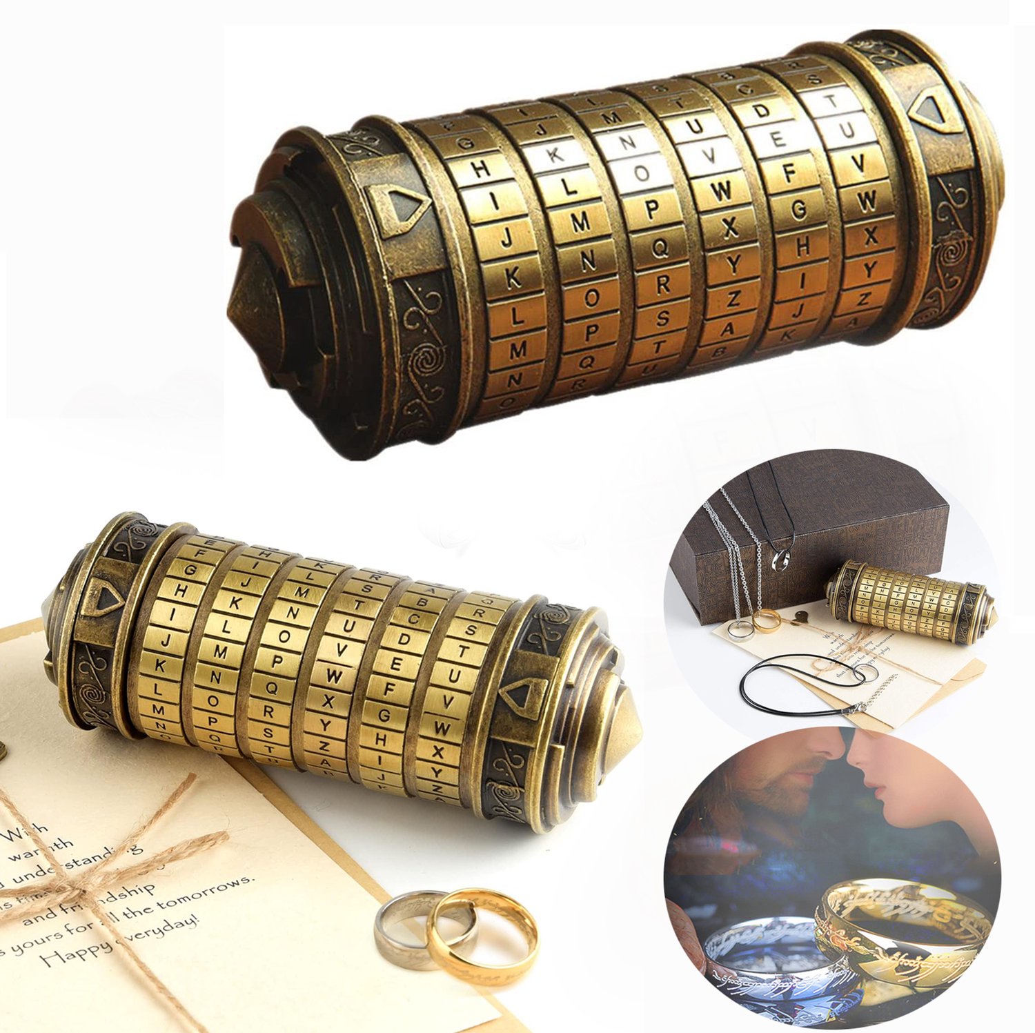Da Vinci Code Mini Cryptex, Cijferslot, Hersenkraker-Slotpuzzels, Creatieve Romantische Cadeaus.
