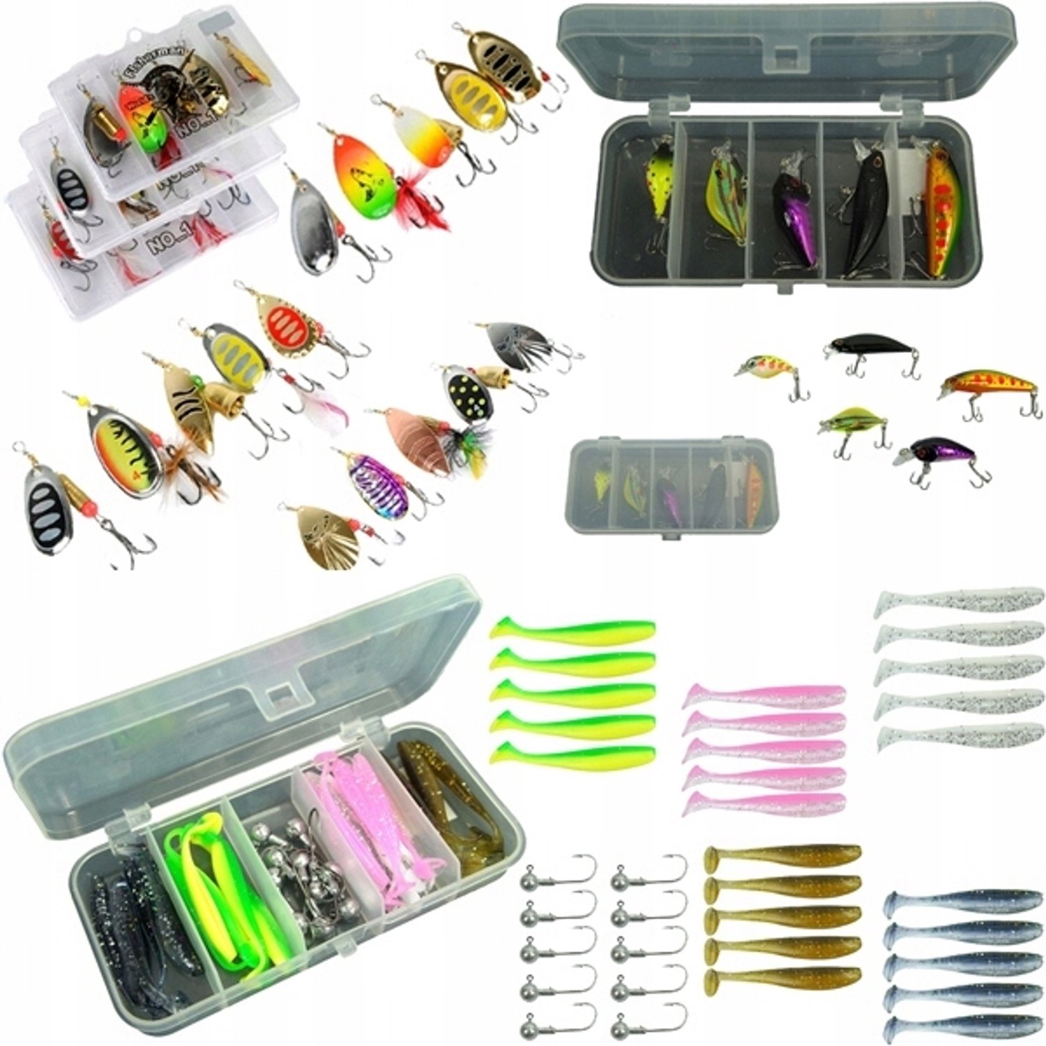 Compleet Vis-Set: 60 Stuks Kunstaas, Jigkoppen & Wobblers