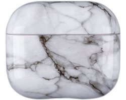 Telestore - hoesje geschikt voor AirPods 5 en AirPods 4 hard case cover - marmer patroon grijs wit - TPU hoesje Beschermhoes - AirPods 5 en 4 Cover - AirPods 5 / 4 hoesje - Geschikt voor Apple AirPods 5 en AirPods 4