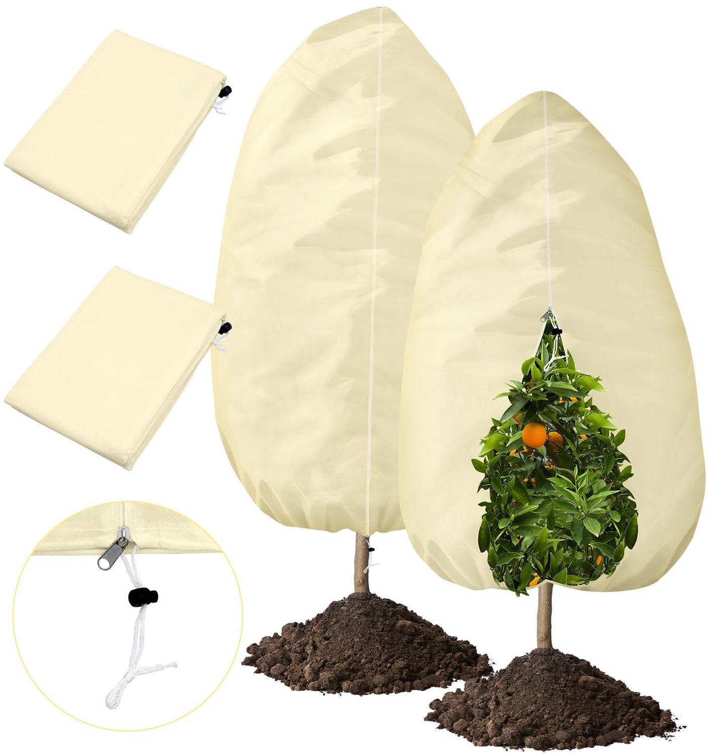 Famanu - Winterbescherming voor planten buiten - Beschermt tegen kou en vorst - Groen 2 stuks