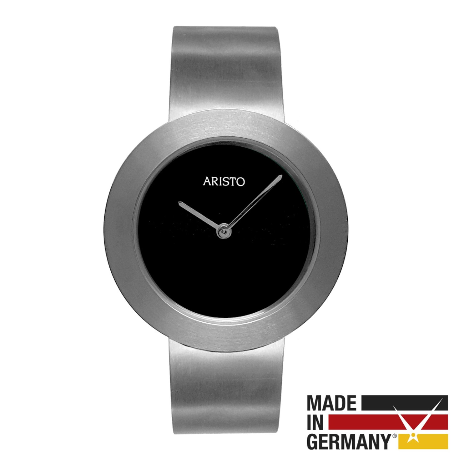 Aristo Horloge - Dames - Titanium - Analoog - 5 Bar - Speciale Titanium Band, Verstelbaar door inzet Staalband - Zwarte Wijzerplaat 3,7 cm - AR-5D100-2