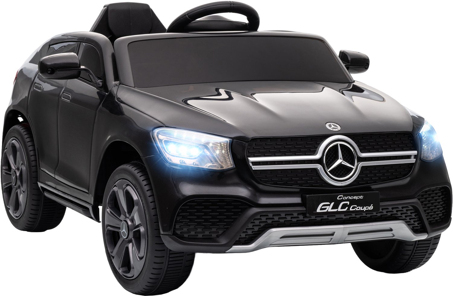 Playon Elektrische kinderauto Mercedes-Benz GLC Coupé - Met afstandsbediening en ledverlichting en muziek - 105 x 68 x 50 cm - Zwart