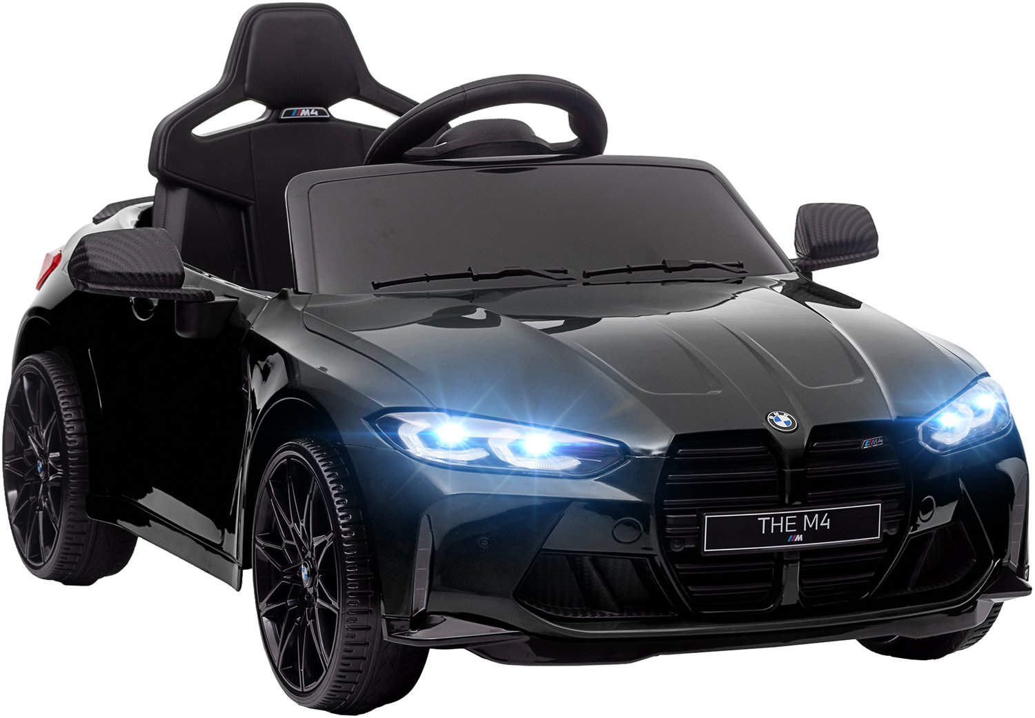 Playon Elektrische kinderauto BMW M4 - Met afstandsbediening en verlichting en muziek - 108 x 69,5 x 51 cm - Zwart