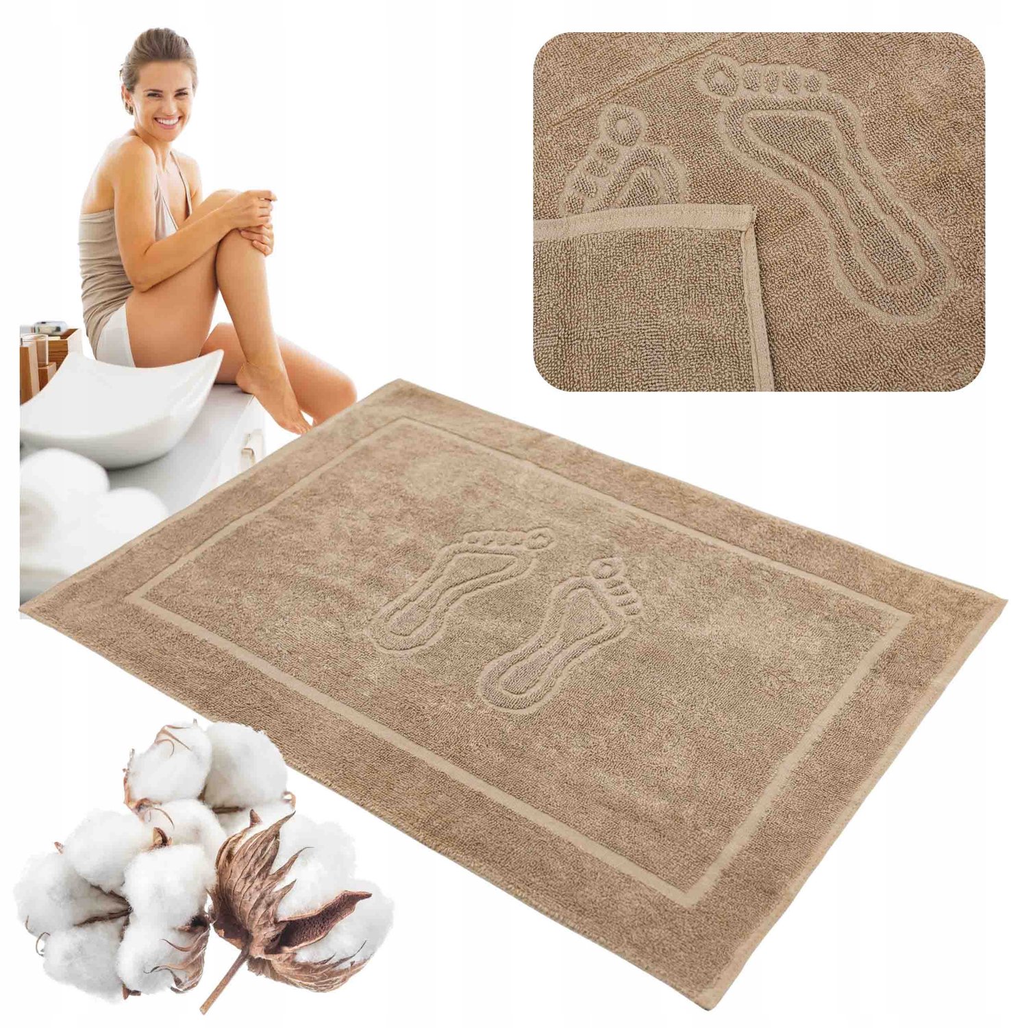 Zachte Katoenen Badmat 50x70cm - Hotelkwaliteit, Beige