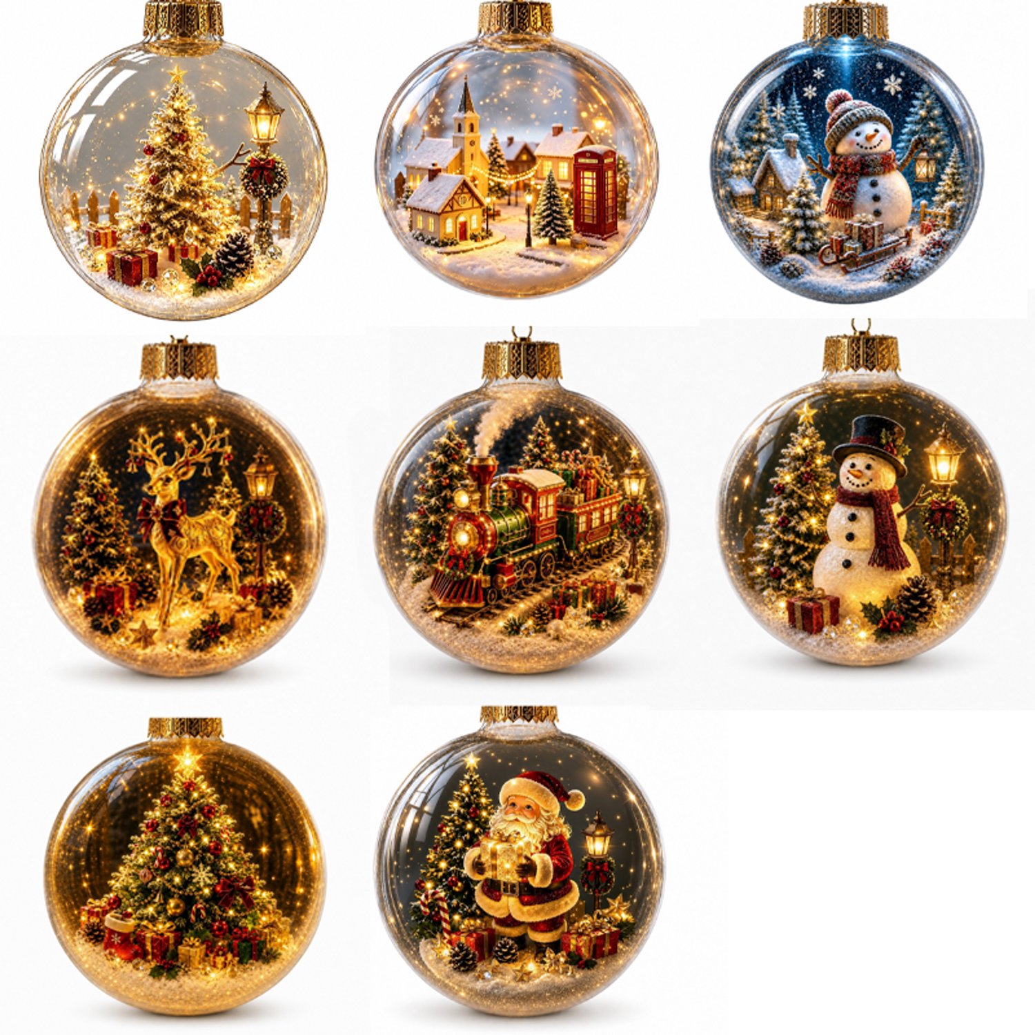 Lichtgevende Kerstbal - 8 Stuk - 10 Cm - Plastic Kerstballen - Kerstballen Set - Kerstdecoratie - Doorzichtige Kerstballen - Kerstmis Decoratie - Met Warm LED-Licht - Geschikt Voor Halloween-Decoraties, Kerstdecoraties En Verjaardagsfeestjes