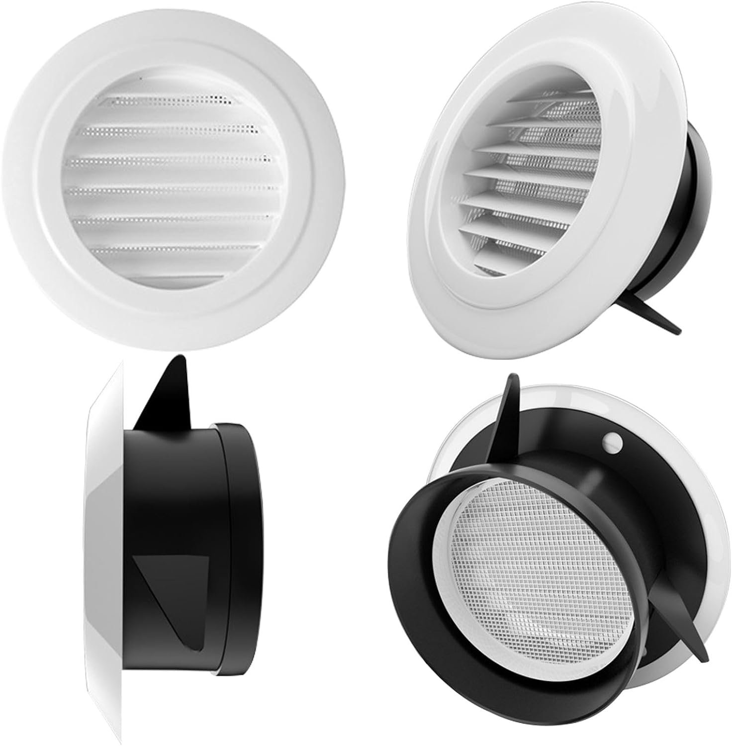 Ventilatierooster - Schoepenrooster - Ø 100 mm - ronde Ventilatieventiel - Luchtrooster - Muur Ventilatiekap - ABS - Badkamer Rooster - Afvoerluchtventilatie - Voor Muur Of Plafond - Wit