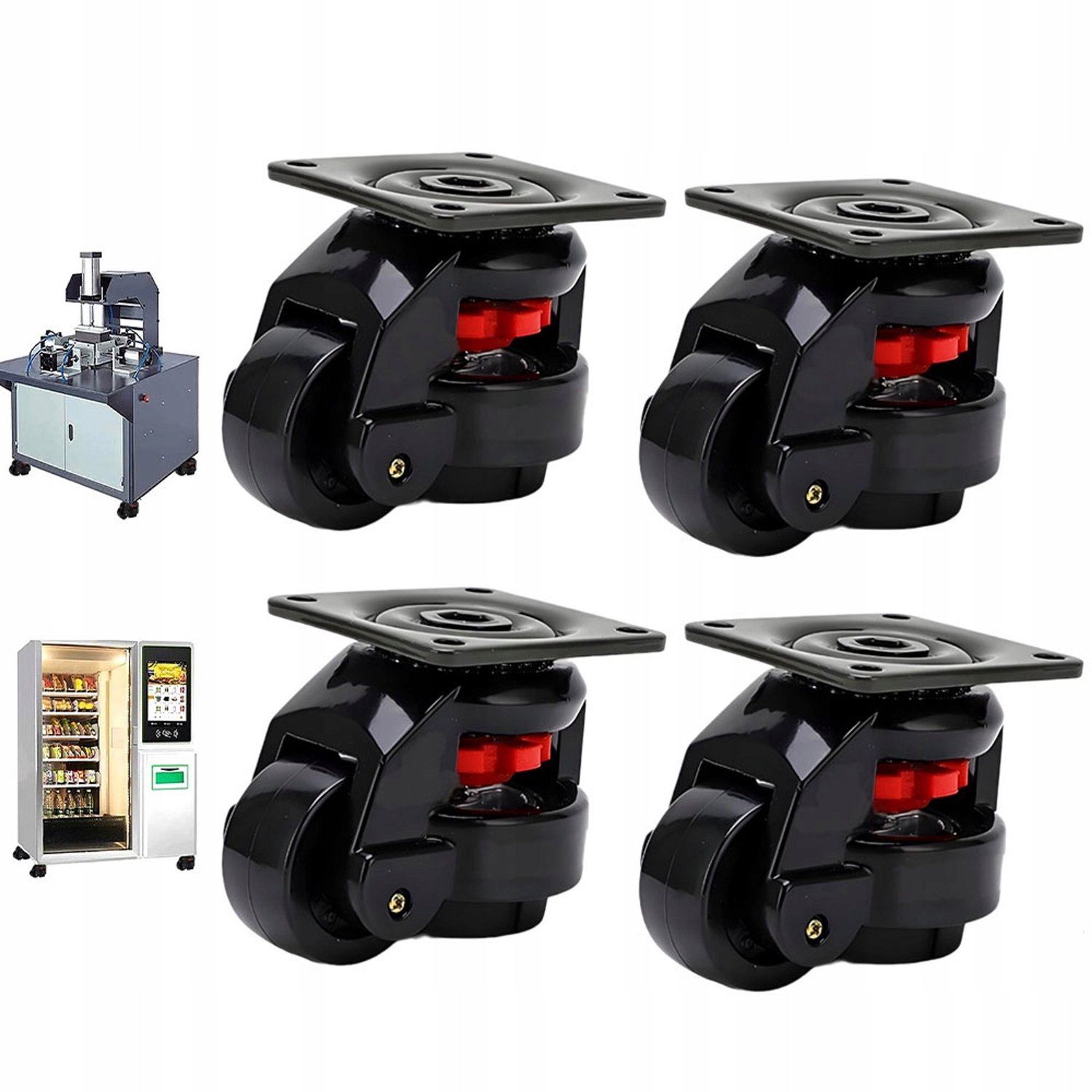 Set van 4 zwenkwielen met stelvoet, 500kg draagvermogen, 360° draaibaar
