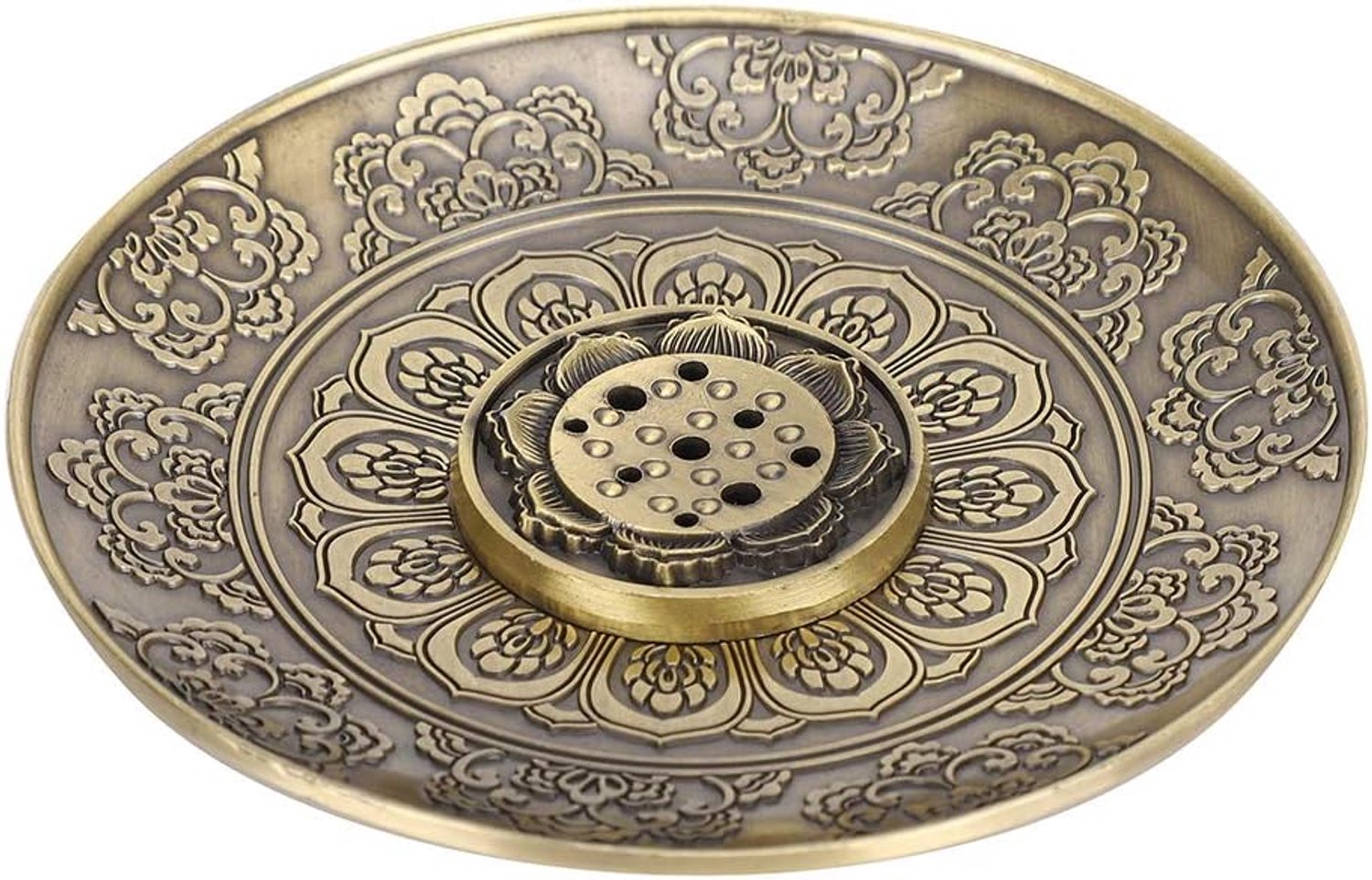 Incense Holder Brons - Ronde Bloemplaat - Elegante Decoratie - Geschikt voor Thuis en Yoga - ShopVlot