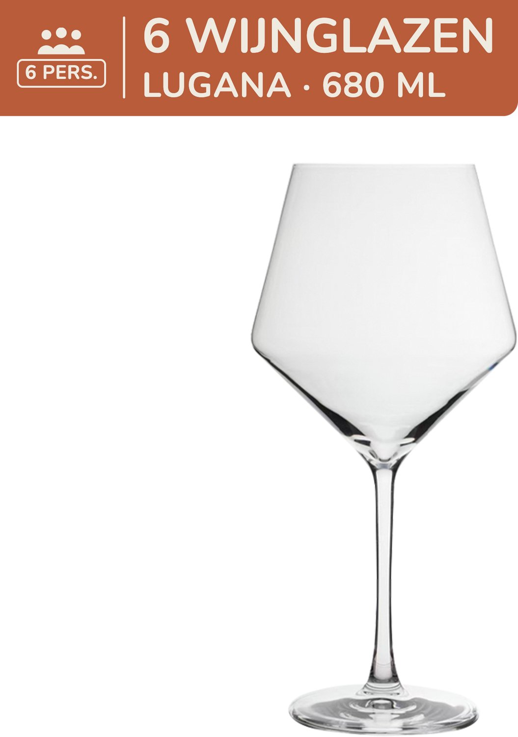Set van 6 rode wijnglazen - bourgogne glazen - 680 ml - 6 persoons - glas - Lugana - Kade 171 glazen - hip en trendy