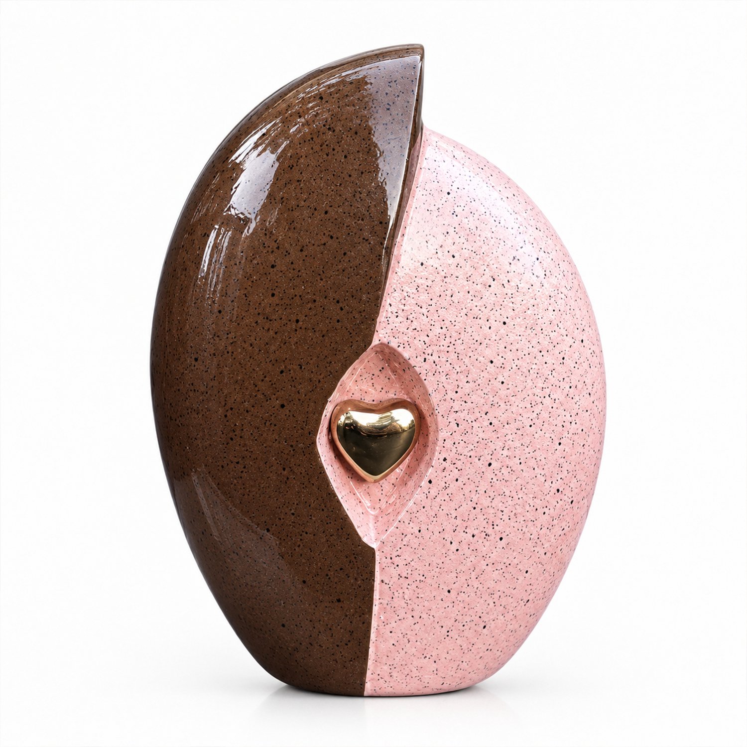 Akerz As Urn - Handgemaakte Hart Urn Roze/Bruin - Crematie Urn - Uniek - Voor Huisdieren of Menselijk As - Crematie As - Decoratie Urn - Hart 0,8 Liter