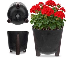 Bloempot met inzetstuk - Plantenbak Decoratief - Planten Buiten - Beton Look Design - 26 cm - Zwart