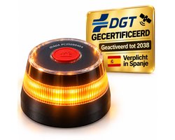 V16 Noodlamp Spanje met DGT 3.0 Certificering - Zwaailamp voor Auto met Magneet - Zwaailicht Oranje - Alarmlicht met GPS en eSIM - USB-C Oplaadbaar