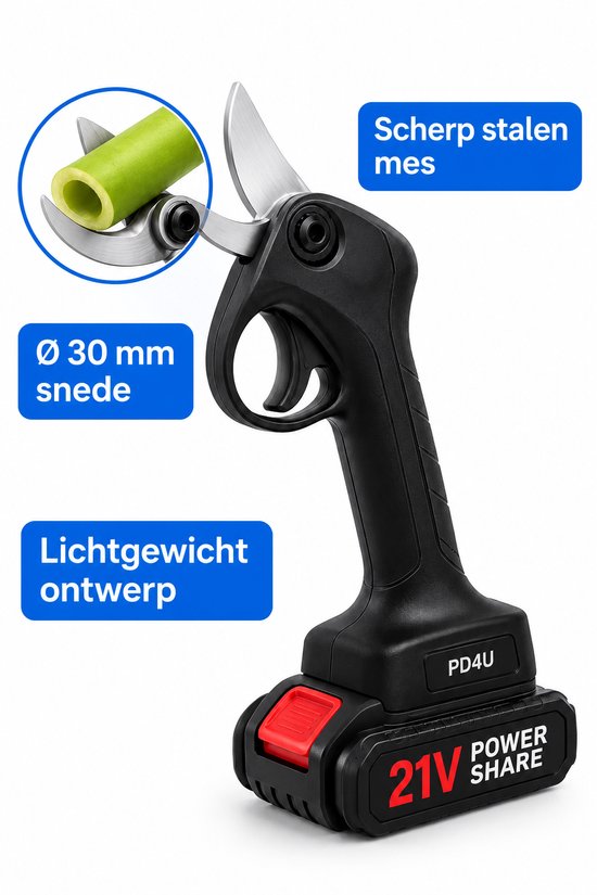Elektrische Snoeischaar - Professioneel - Accu Snoeischaar - 1 Accu - Tuinieren - Tuinschaar - 30mm — afbeelding 3