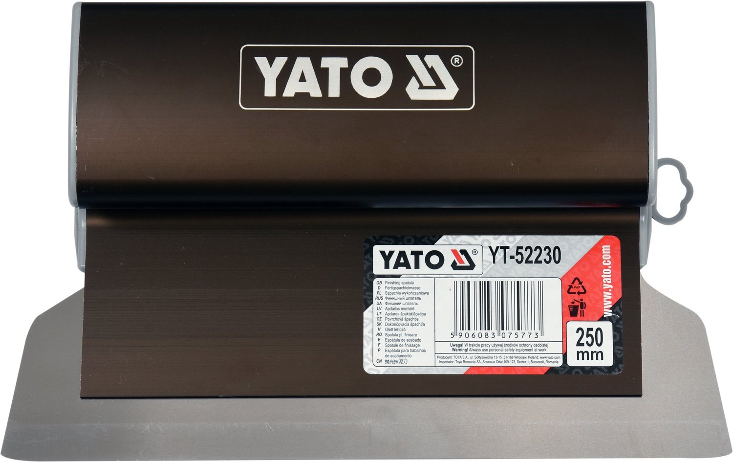 YATO YT-52230 Spachtelmes / Stucmes 250 mm - RVS Zuurbestendig Staal (0.3 mm) - Flexibel Vervangbaar Blad & Geanodiseerd Aluminium Handgreep - Voor Wand & Plafond