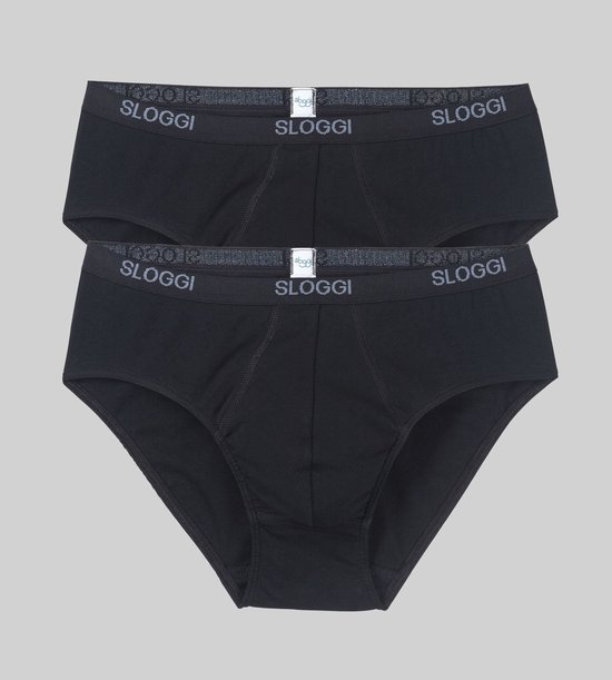 Set van twee zwarte herenslips met een elastische tailleband voorzien van het Sloggi-logo.