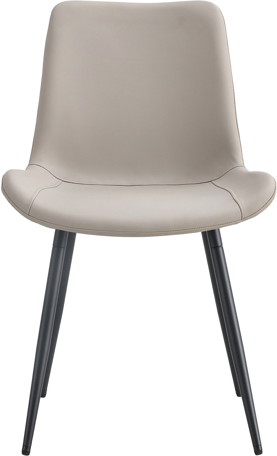 SONNENH Eetkamerstoelen set van 4 - Warmgrijs kunstleer - Zwarte metalen poten - Zithoogte 45,7 cm Warmgrijs met zwart onderstel