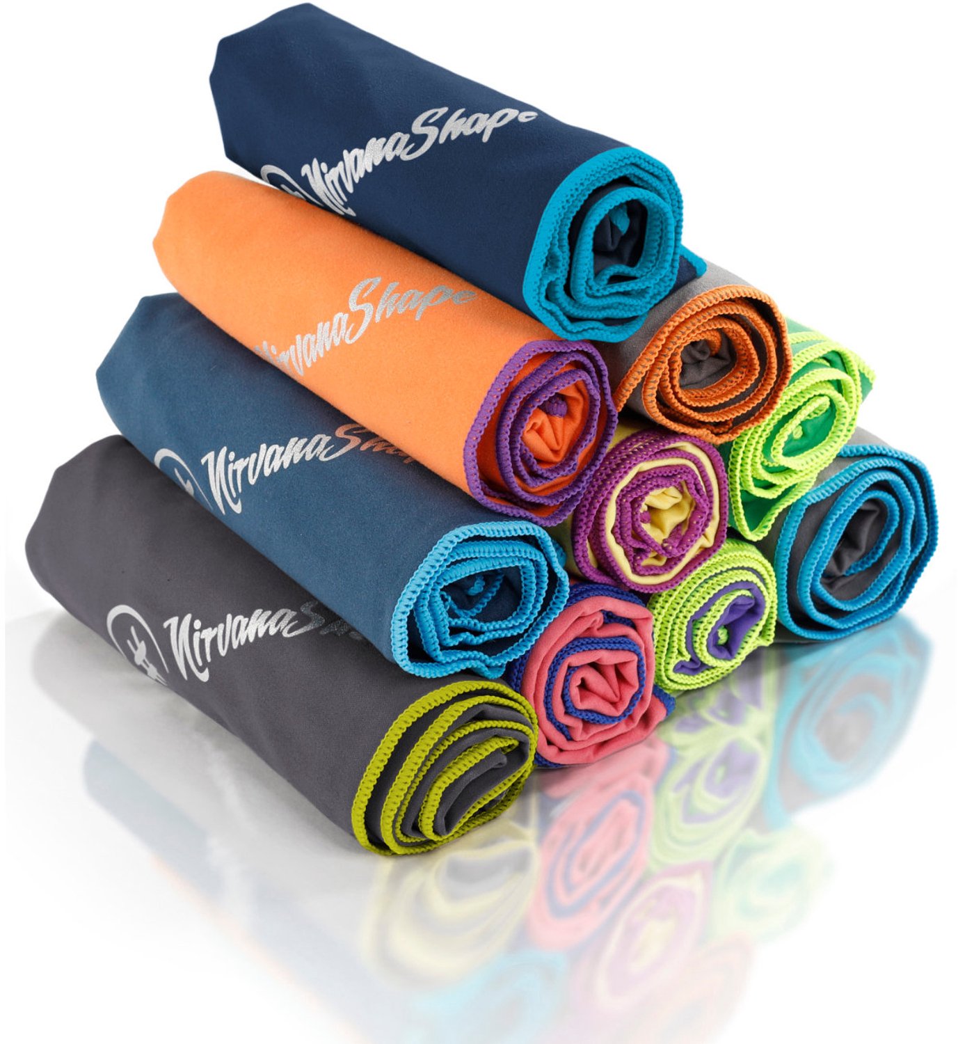 NirvanaShape - microvezel handdoek - microvezel reishanddoek - sneldrogend, ultralicht en zijdezacht - tot 8 keer meer absorberend - 60 x 40 cm - Blauw / Lichtblauwe Rand