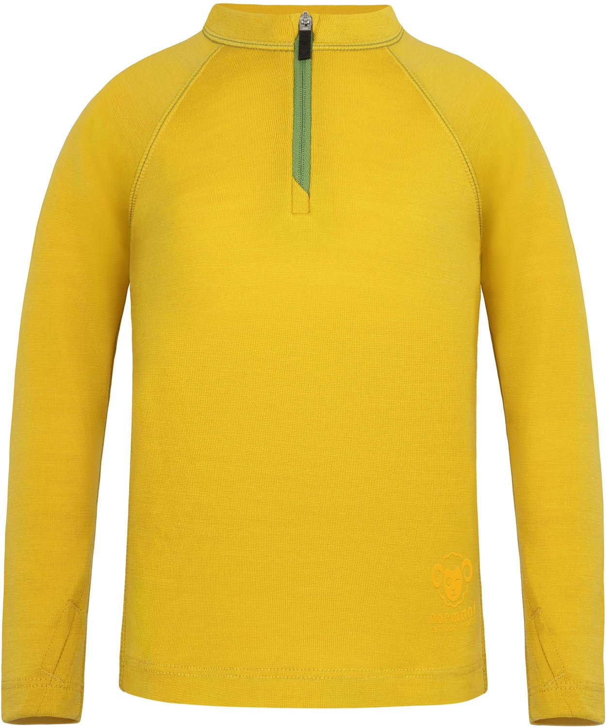 Kinder-shirt met lange mouwen van merinowol en 1/4 rits „Nyapari“