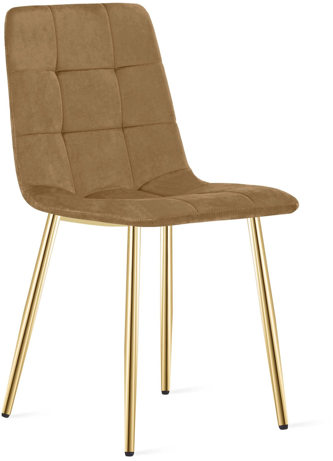 LEOBERT KARA Eetkamerstoel – Bruin Velvet – Goudkleurige Metalen Poten – Comfortabele Ergonomische Zitting – Modern Design – Velvet Stoel voor Woonkamer, Keuken en Eetkamer – Max. 110 kg