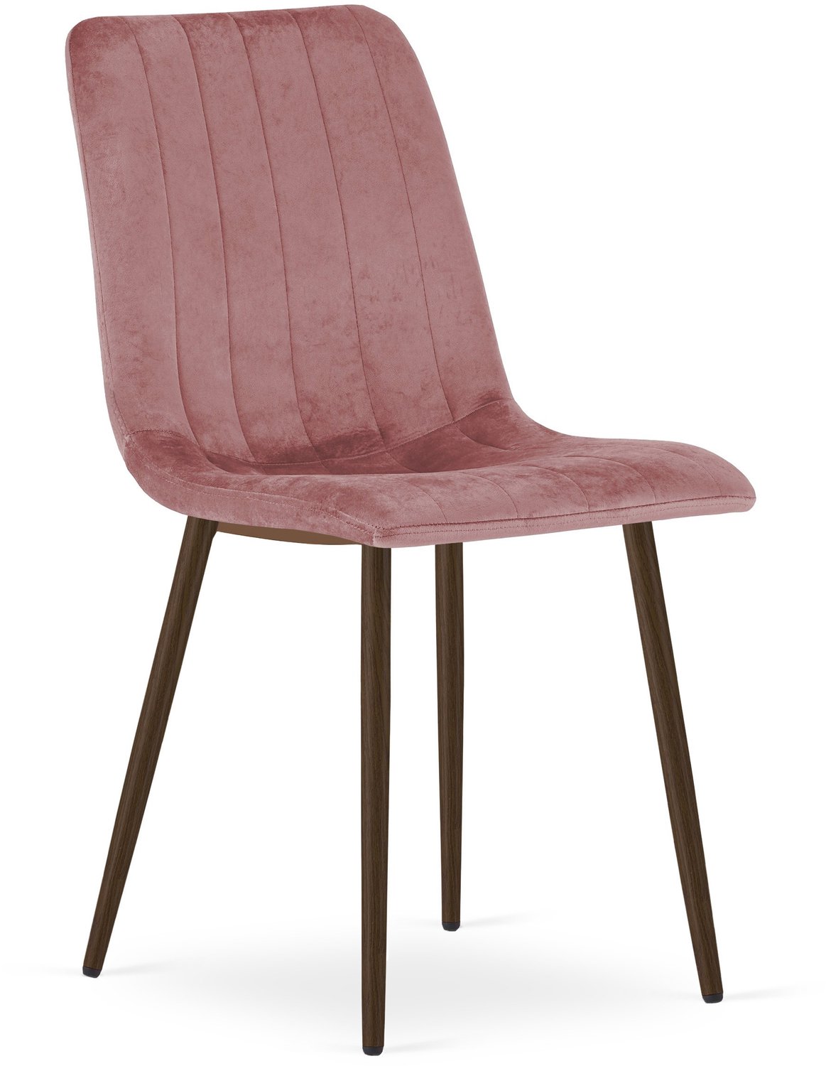Oskar LAVA Eetkamerstoel – Groen Velvet – Walnootkleurige Houten Poten – Comfortabele Gestoffeerde Zitting – Modern Design – Velvet Stoel voor Woonkamer, Keuken en Eetkamer – Max. 110 kg