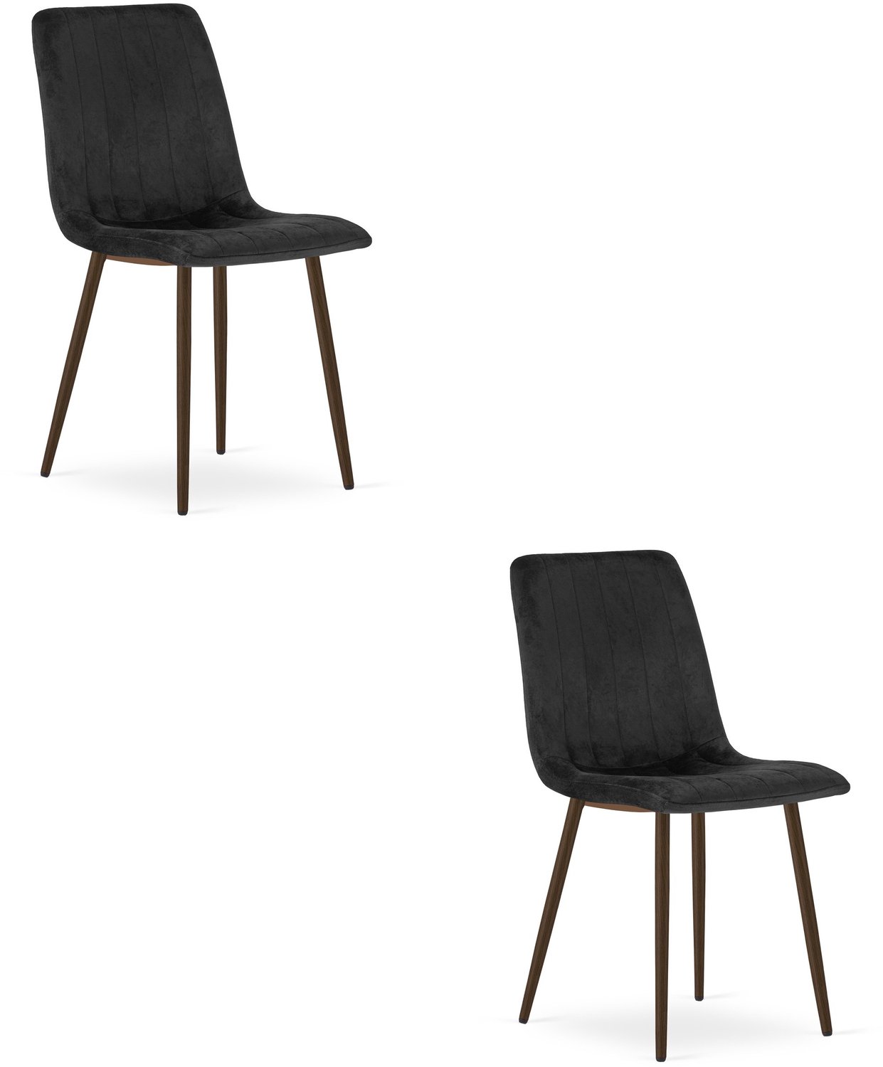 Oskar LAVA Eetkamerstoelen – Set van 2 – Zwart Velvet – Walnootkleurige Houten Poten – Comfortabele Gestoffeerde Zitting – Modern Design – Velvet Stoel voor Woonkamer, Keuken en Eetkamer – Max. 110 kg per Stoel