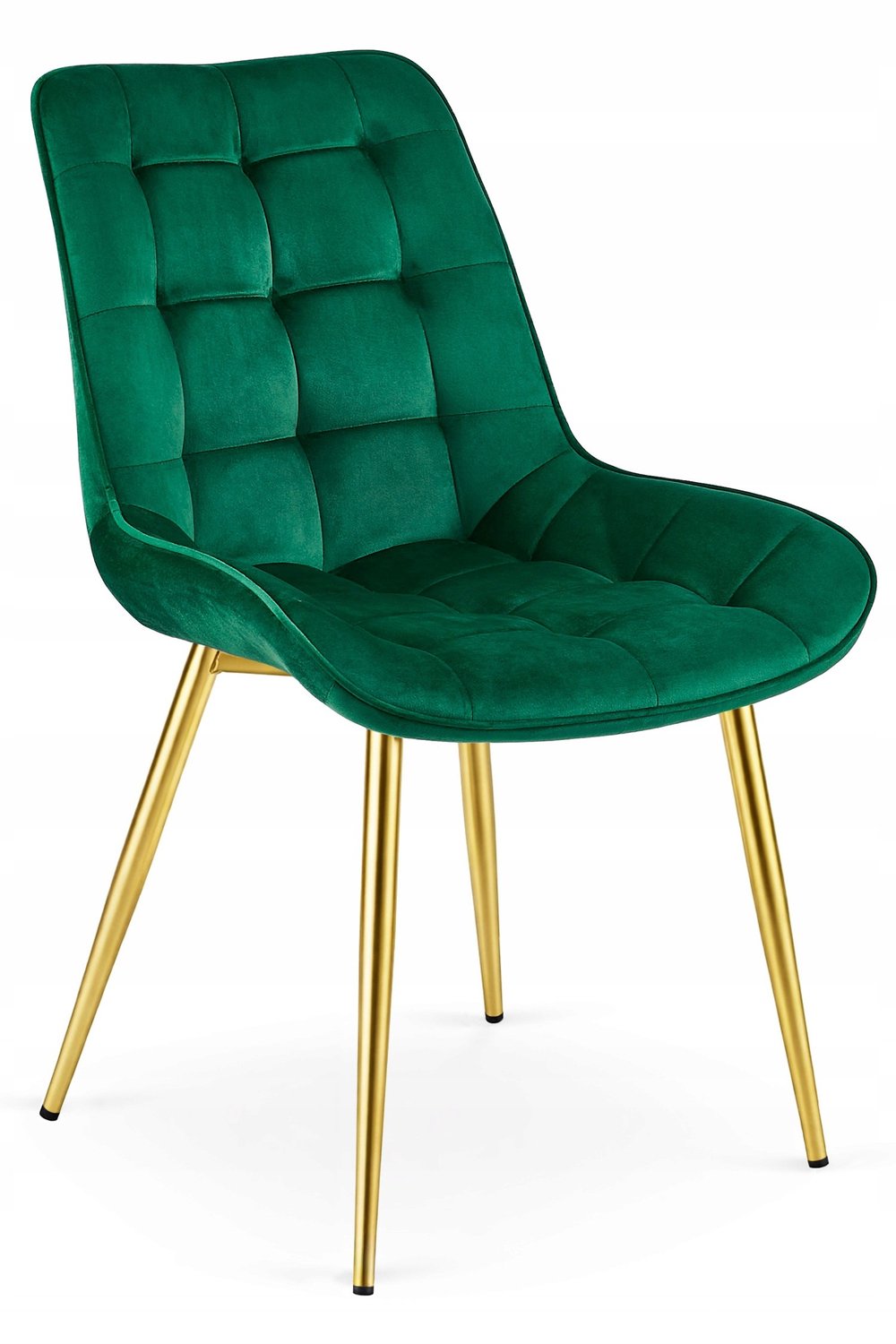 Oskar Set van 4 Eetkamerstoelen BERA – Donkergroen Velvet / Fluweel – Gestoffeerde Zitting – Goudkleurige Metalen Poten – Modern Scandinavisch Design – Voor Eetkamer, Keuken en Woonkamer