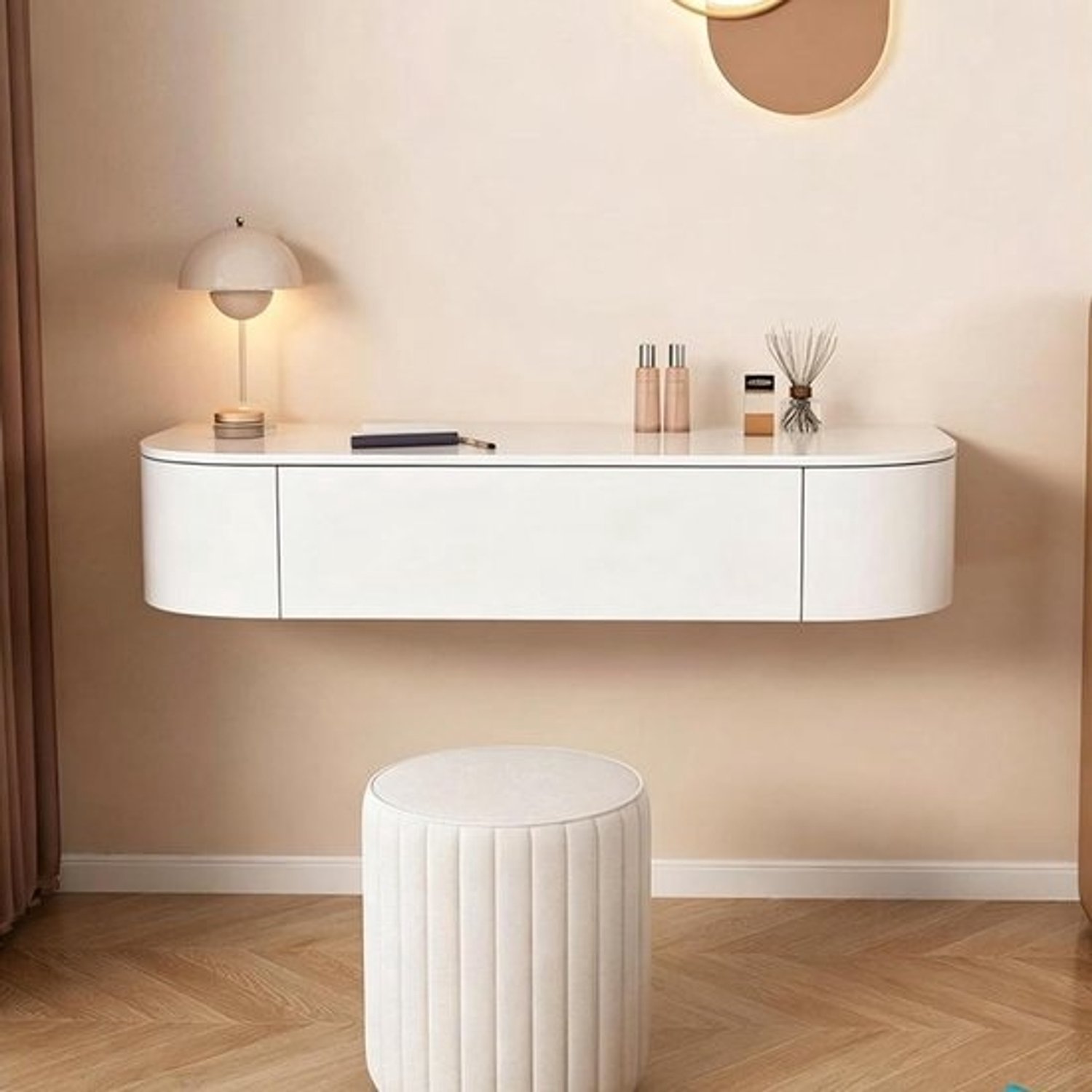 Zwevende kaptafel - Kaptafel voor wandmontage - Snel klaarmaken - Voorgemonteerd - 80 cm - Wit