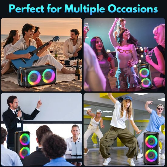 Chelsey-Store - Draagbare Bluetooth 5.3 Karaoke-Luidspreker - Met LED Verlichting - Meerdere Aansluitmogelijkheden - Waterbestendig en sterk ontwerp - — afbeelding 3