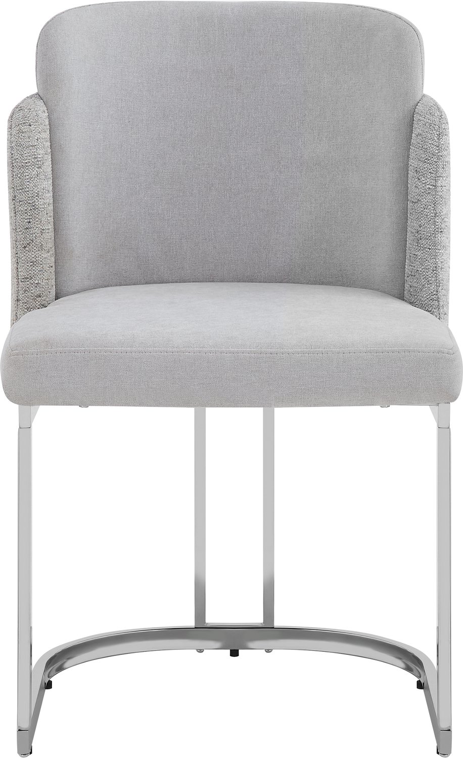 SONNENH Eetkamerstoelen set van 2 - Lichtgrijs chenille - Zilverkleurig sledeframe - Gepolsterd met armleuningen Lichtgrijs met zilverkleurig onderstel