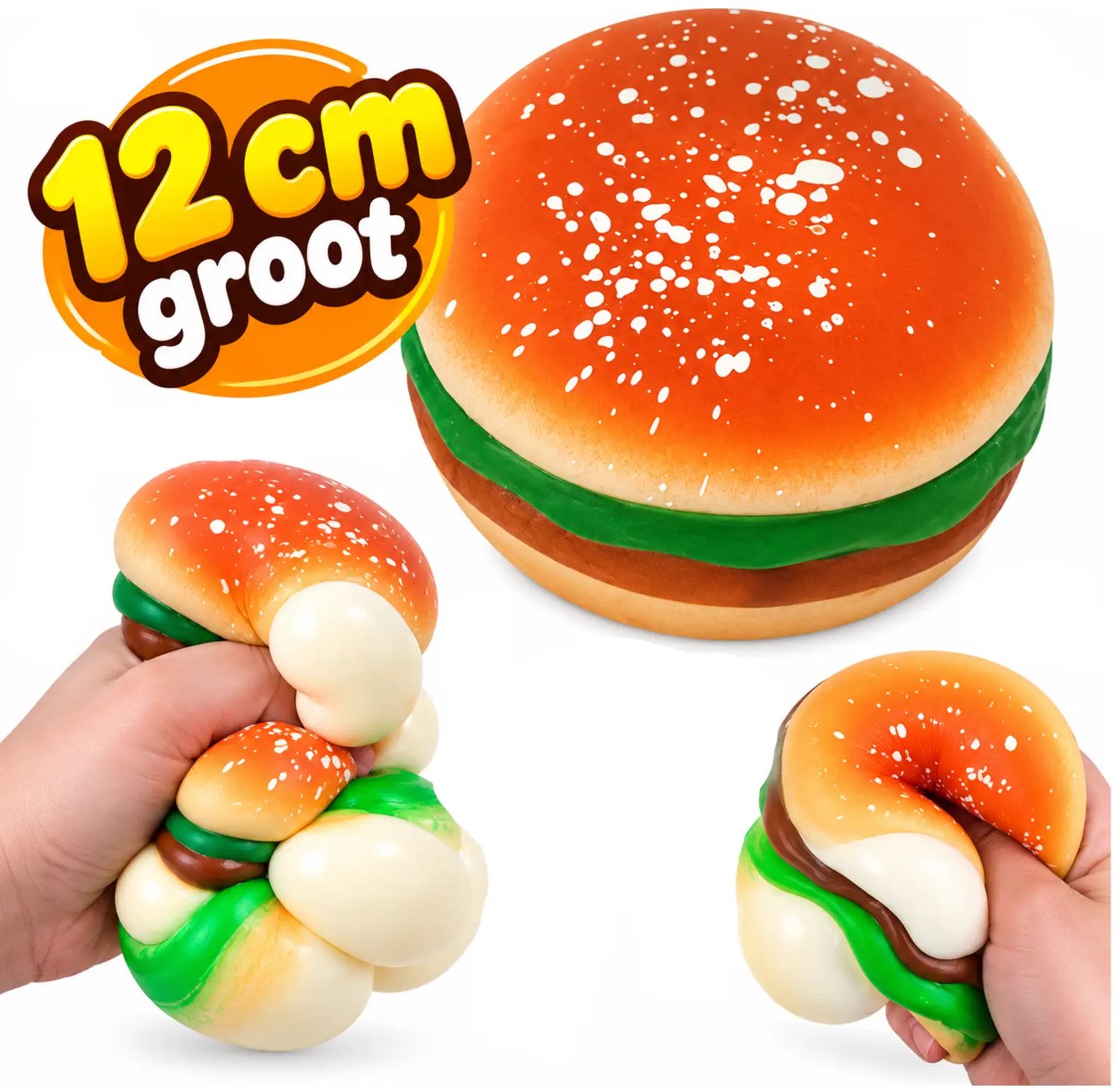 Squishy Mega Hamburger 12 cm - Fidget - Squeeze - Voor de hand - Speelgoed