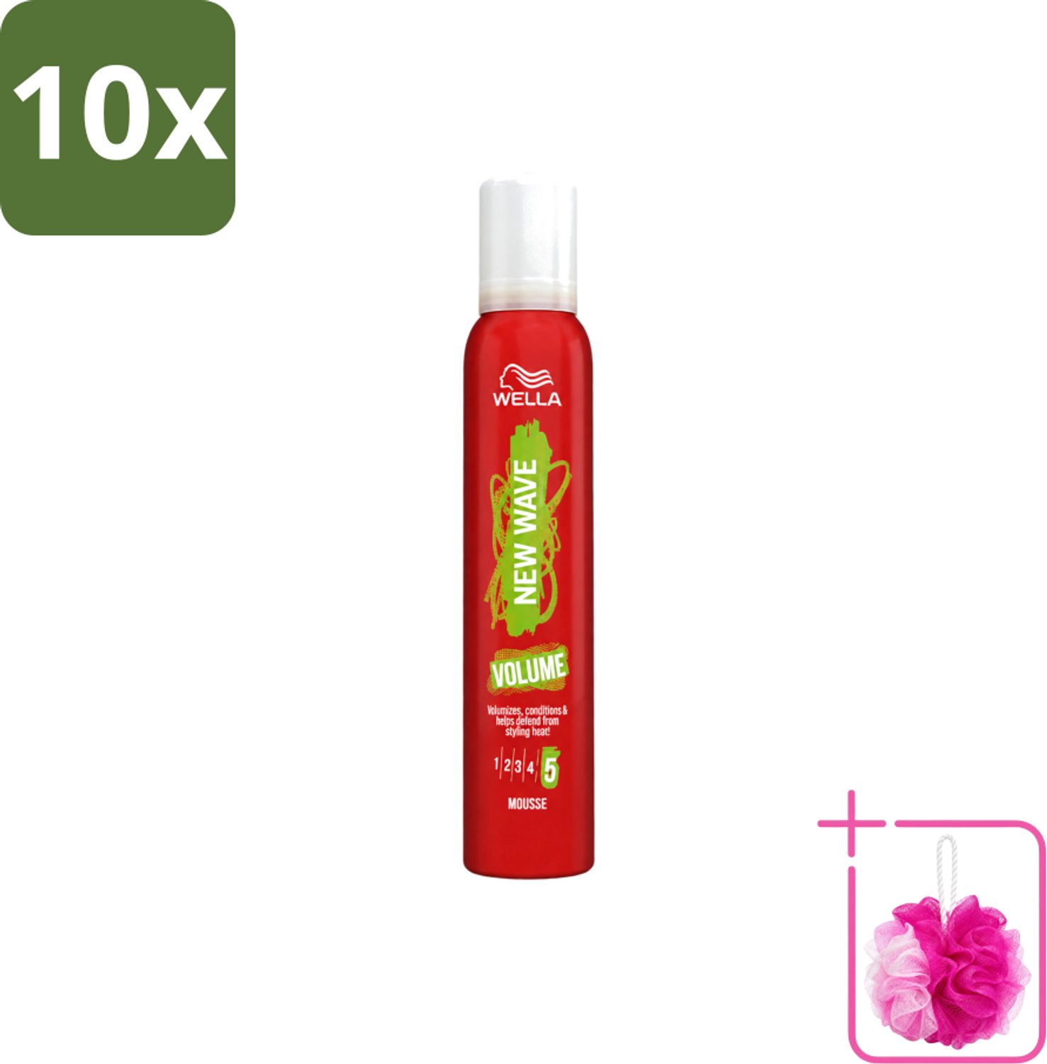 10 x Wella – New Wave Boost – Volumemousse – 200 ml - Bulkverpakking - Haarmousse - Douchemop - Volume